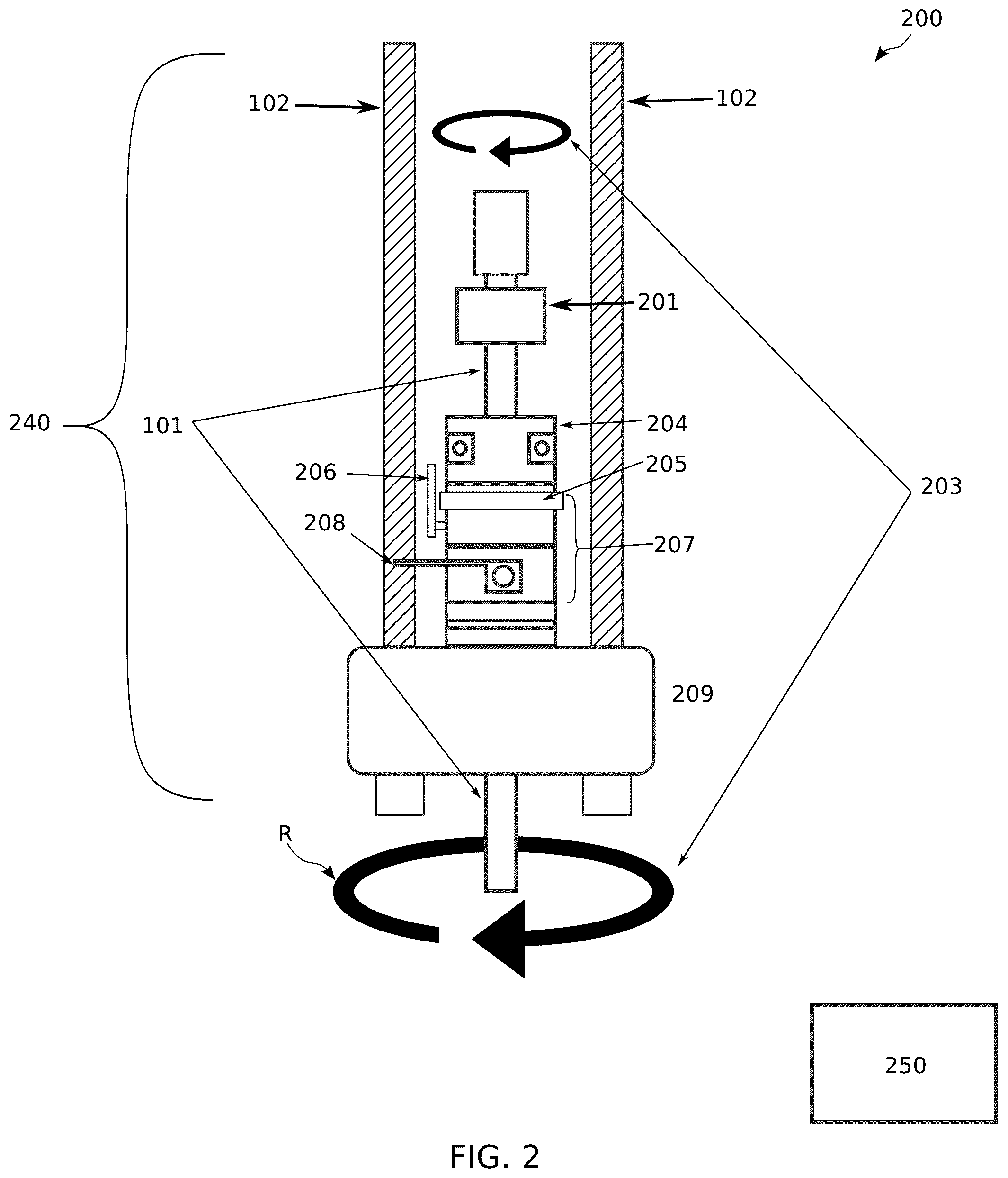 Patent US11814948 Figure 2 – Apparatus and method for detecting the rotation of a rod-string in a wellbore