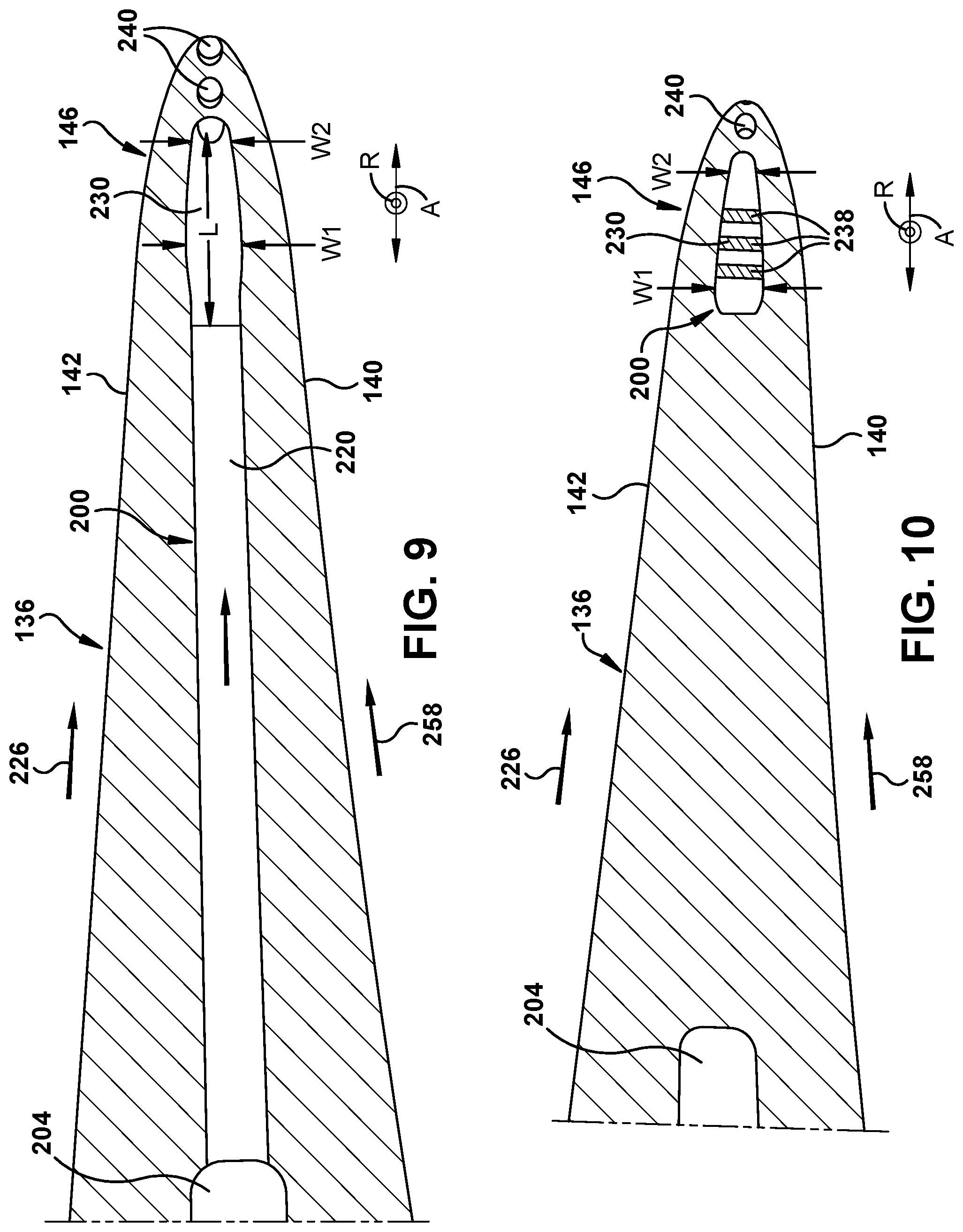 Patent US11814965 Figure 8 – Turbomachine blade trailing edge cooling circuit with turn passage having set of obstructions