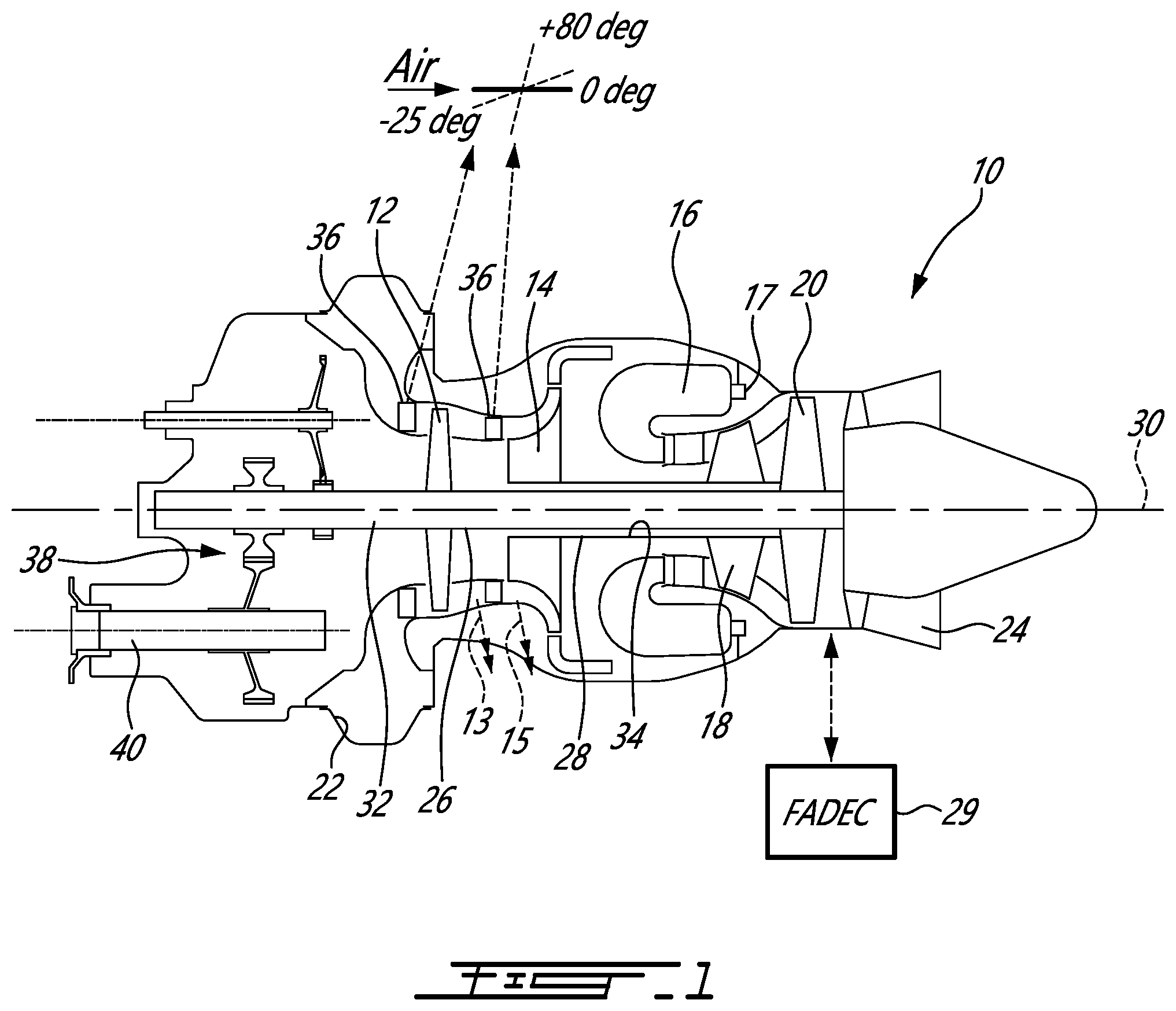 Patent US11814969 Figure 1 – Gas turbine engine with low-pressure compressor bypass