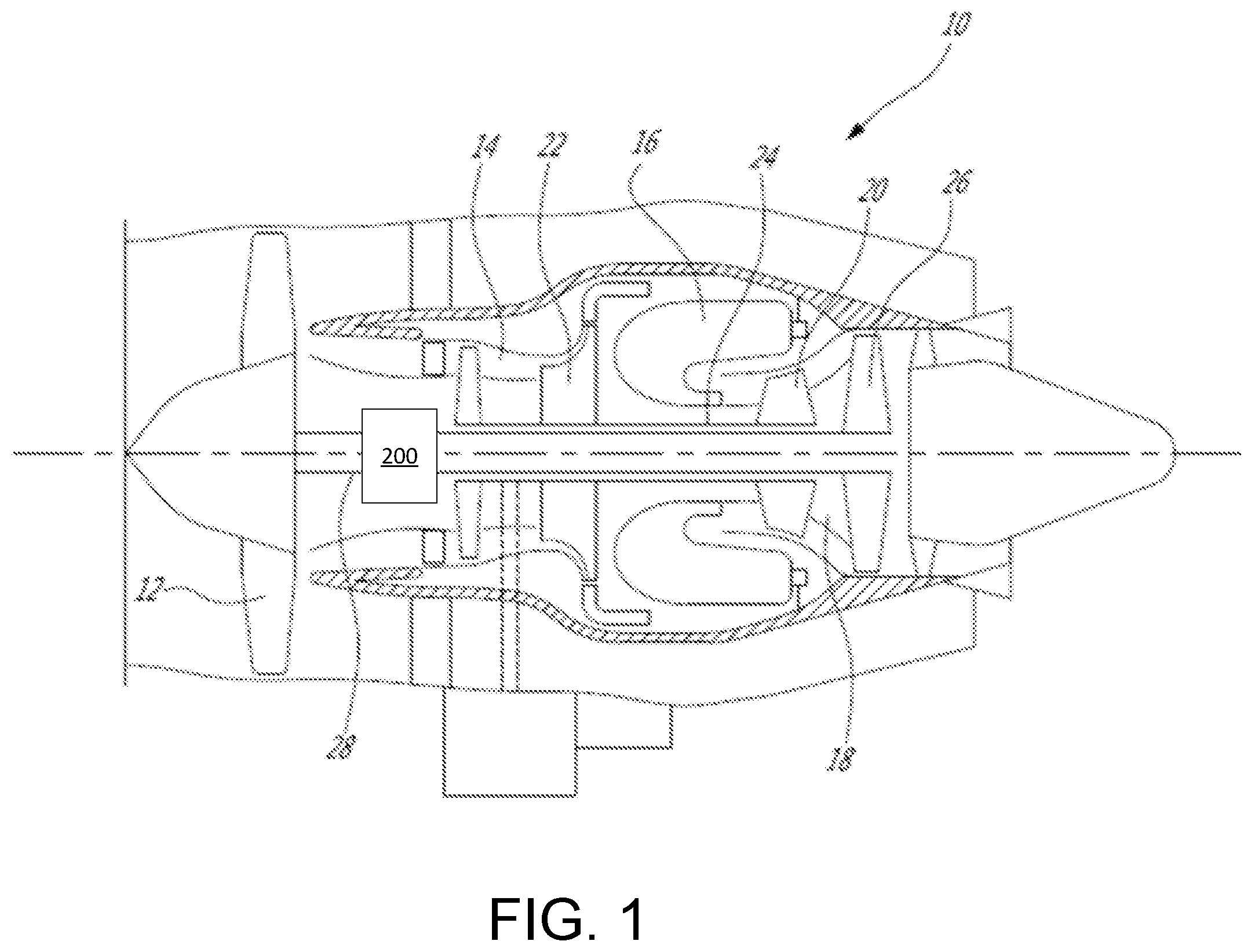 Patent US11814970 Figure 1 – System and method for measuring an axial position of a rotating component of an engine