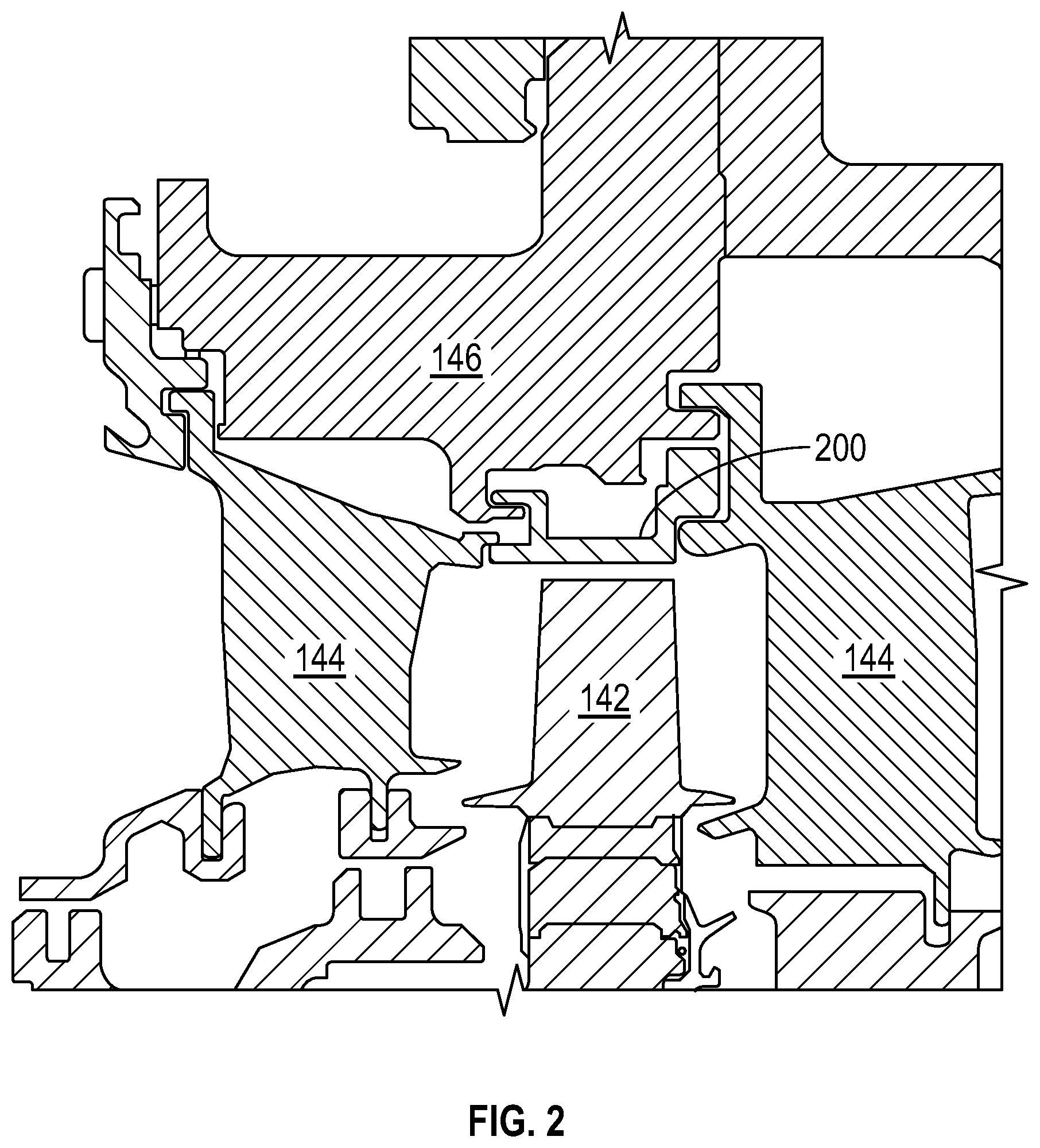 Patent US11814974 Figure 2 – Internally cooled turbine tip shroud component