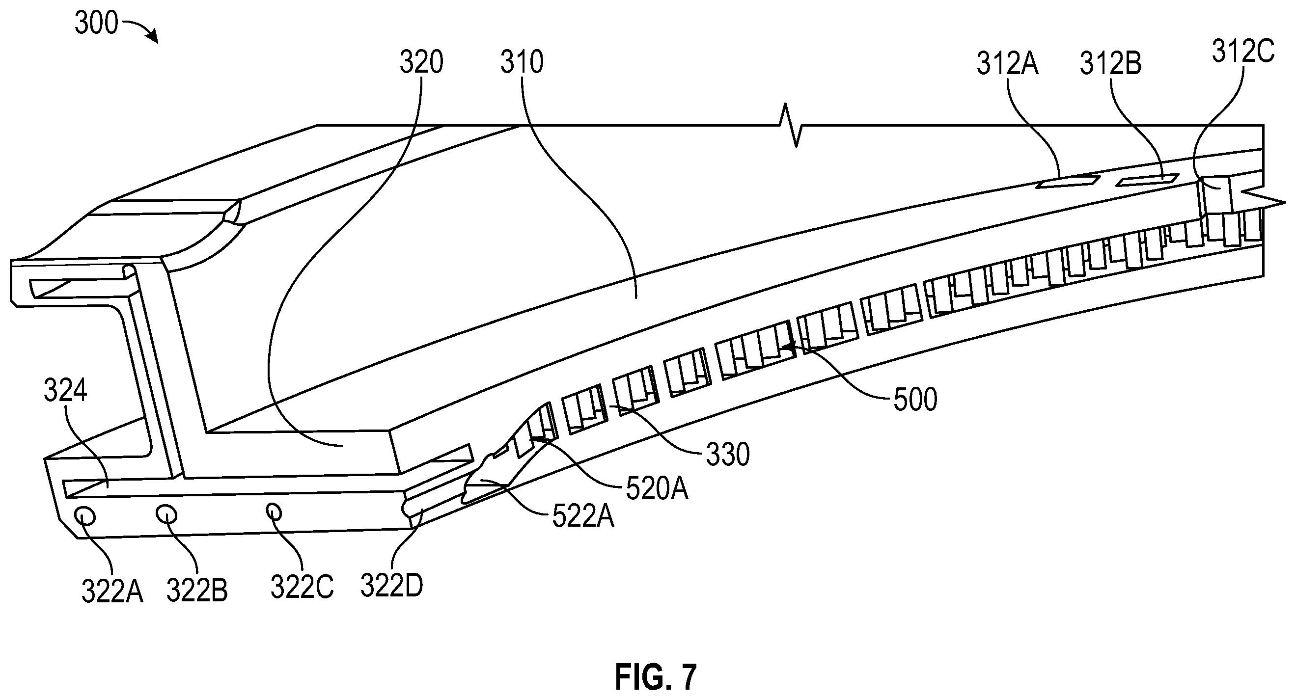 Patent US11814974 Figure 6 – Internally cooled turbine tip shroud component