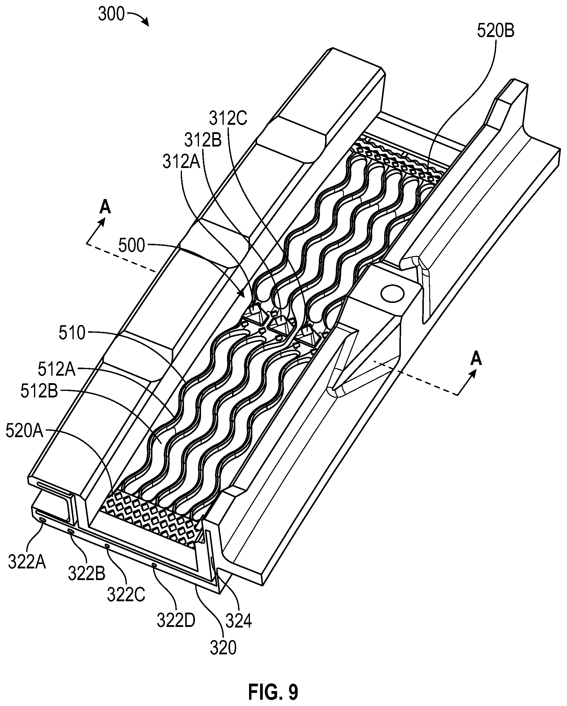 Patent US11814974 Figure 8 – Internally cooled turbine tip shroud component