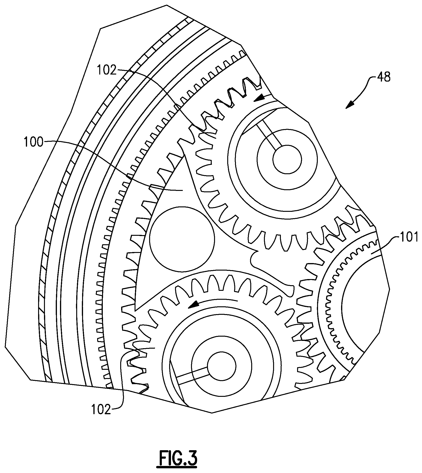 Patent US11814976 Figure 3 – Geared gas turbine engine with oil deaerator and air removal