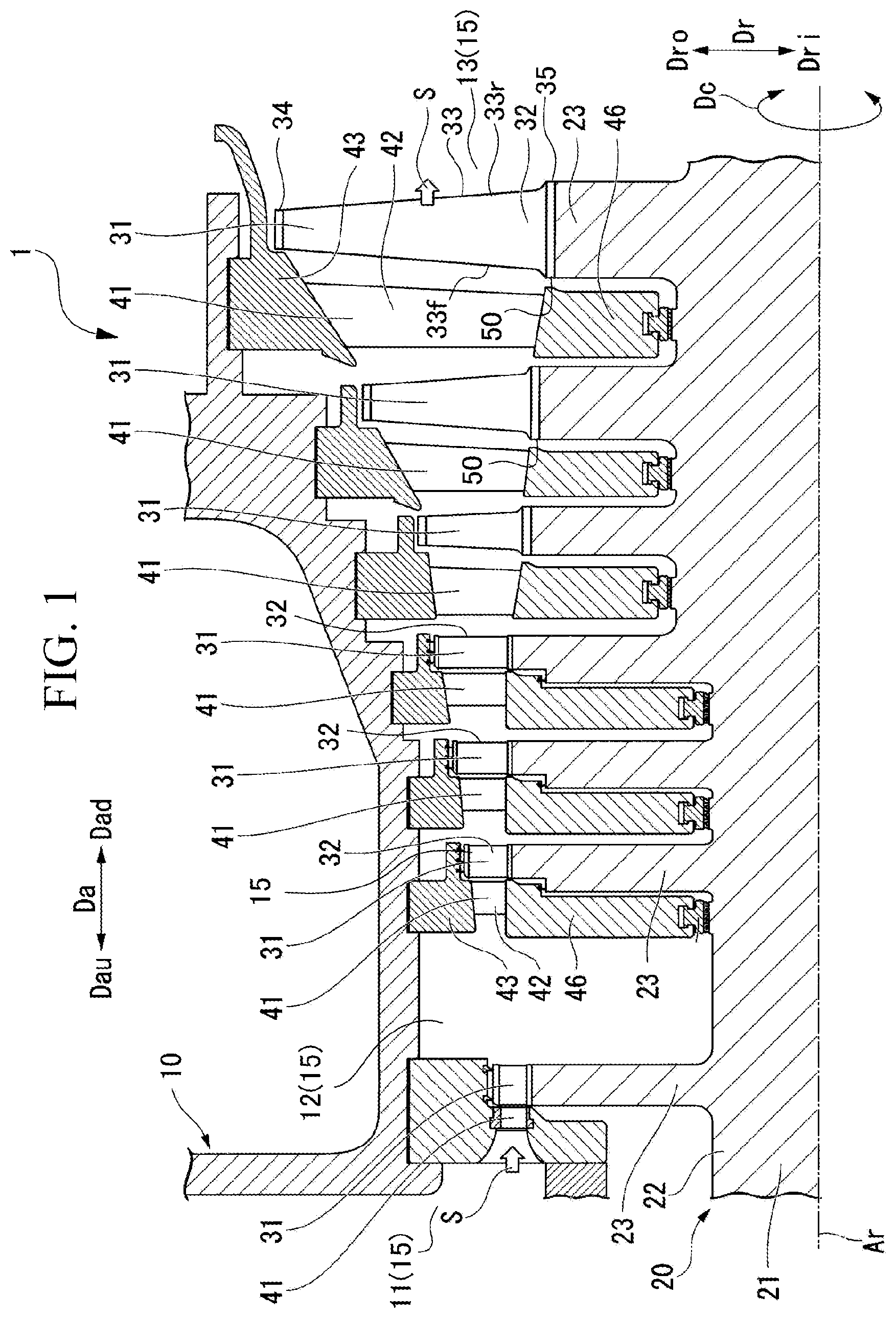 Patent US11814981 Figure 1 – Turbine blade and steam turbine