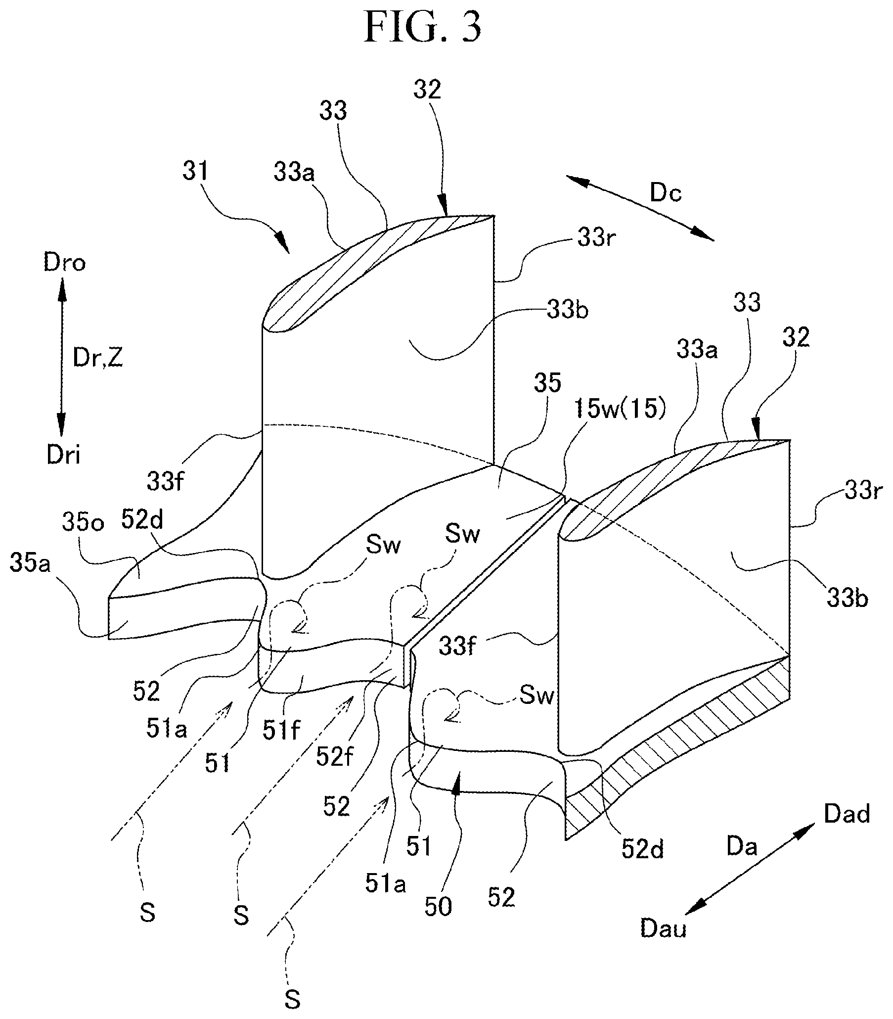 Patent US11814981 Figure 3 – Turbine blade and steam turbine