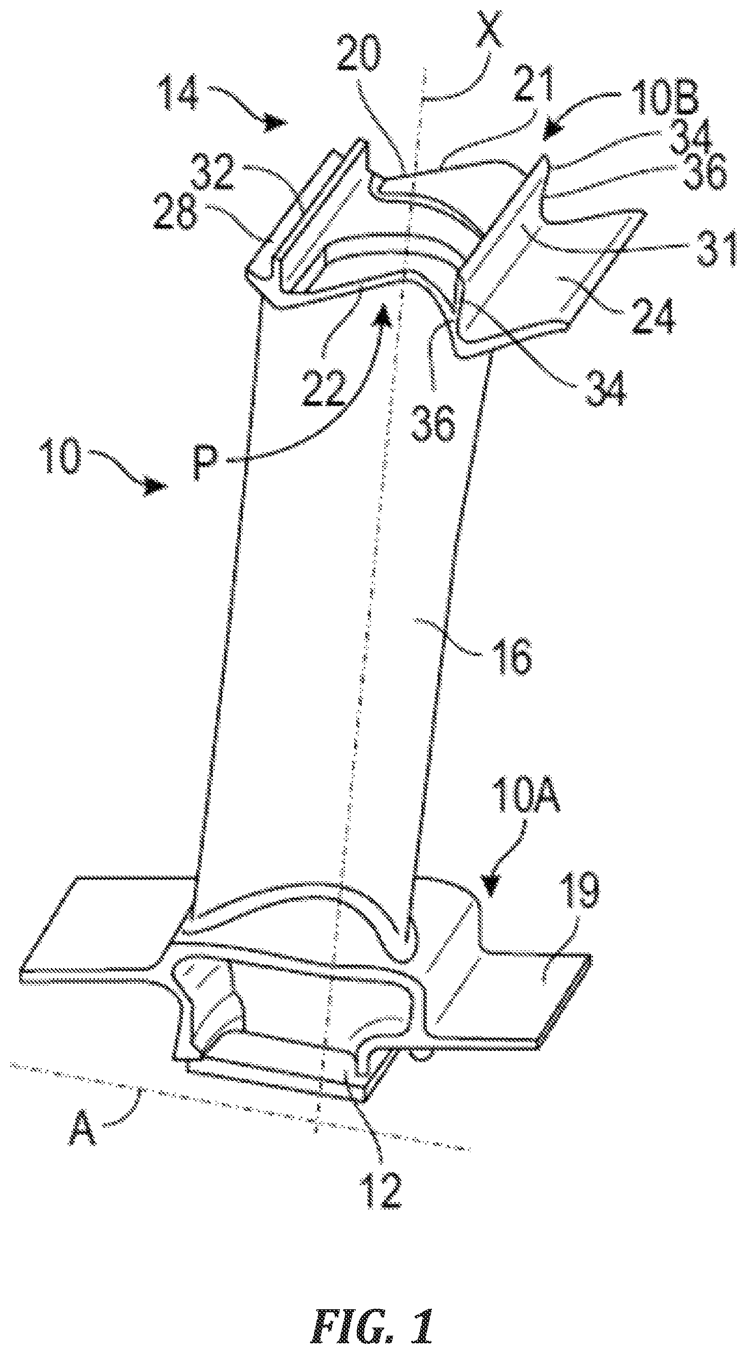 Patent US11814982 Figure 1 – Vane for an aircraft turbine engine