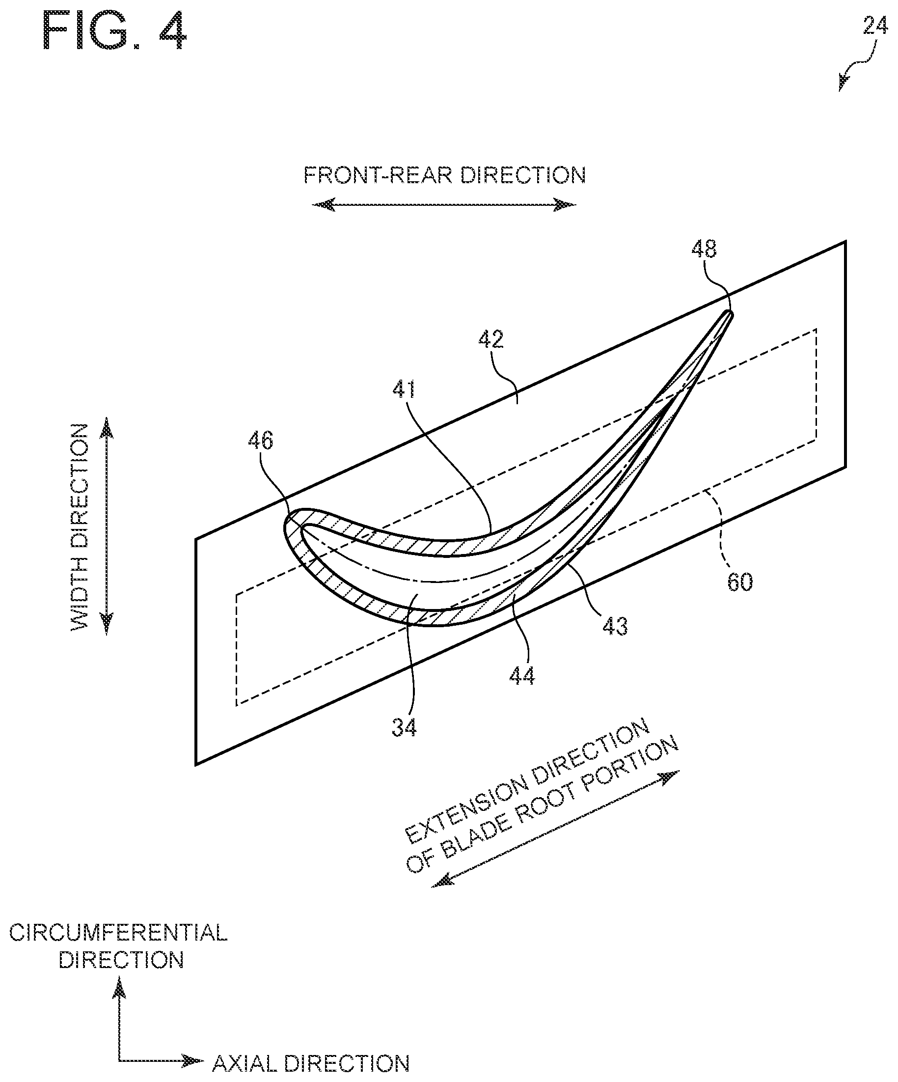 Patent US11814986 Figure 4 – Turbine rotor blade, turbine rotor blade assembly, gas turbine, and repair method for gas turbine