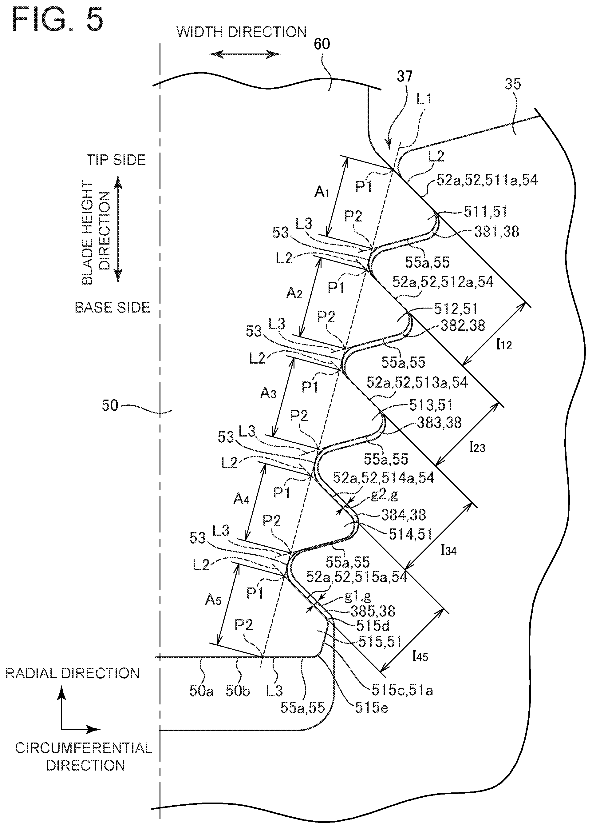 Patent US11814986 Figure 5 – Turbine rotor blade, turbine rotor blade assembly, gas turbine, and repair method for gas turbine