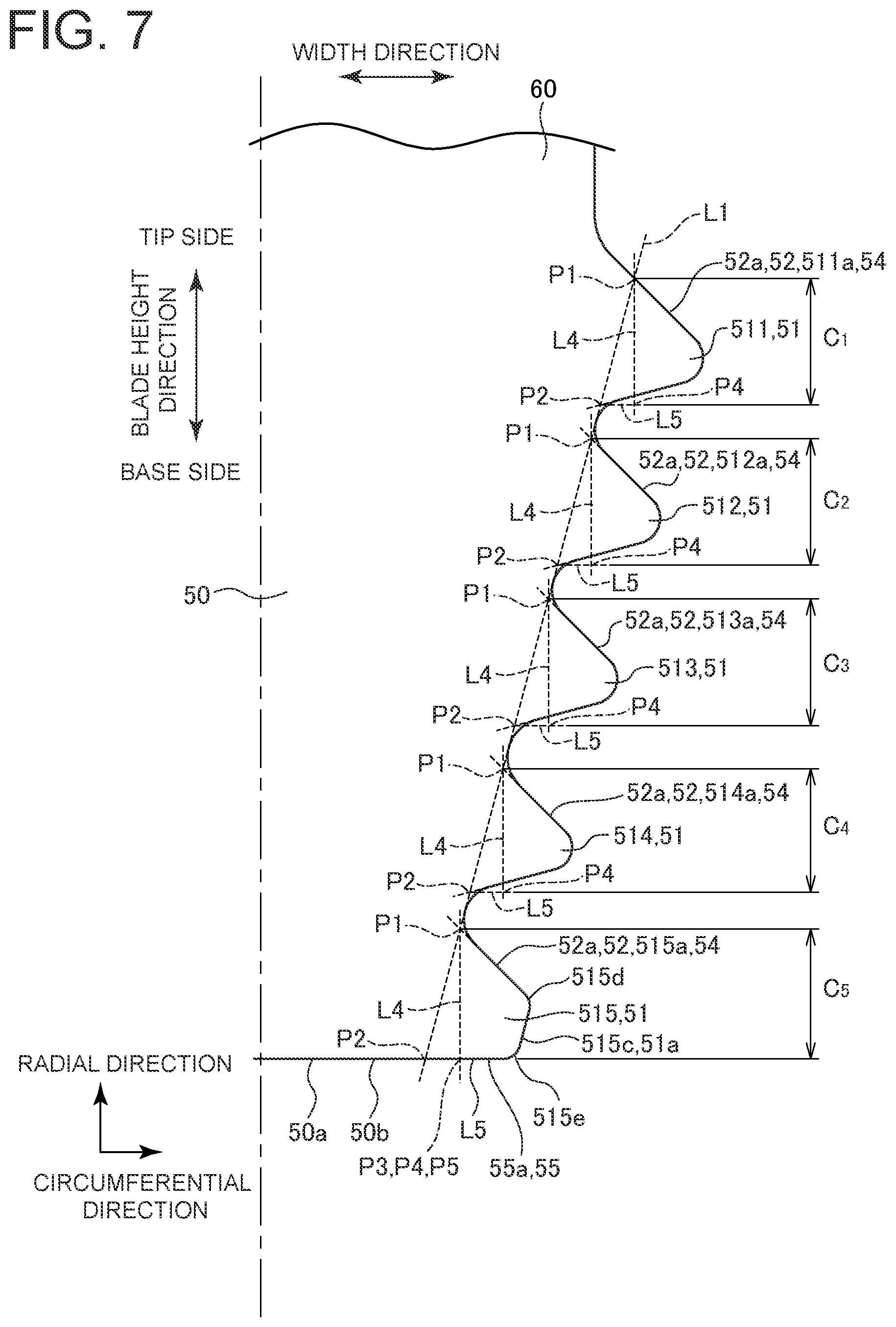 Patent US11814986 Figure 7 – Turbine rotor blade, turbine rotor blade assembly, gas turbine, and repair method for gas turbine