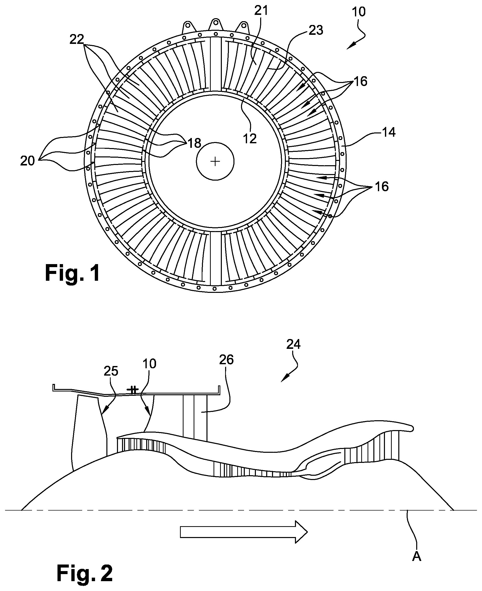 Patent US11814987 Figure 1 – Turbine engine comprising a straightening assembly