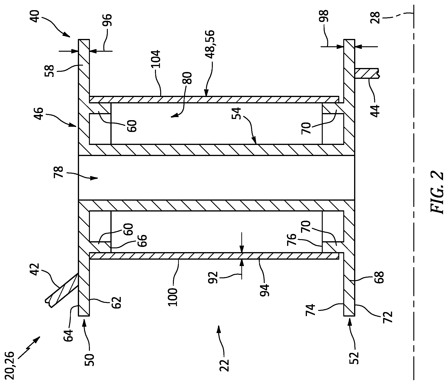 Patent US11814989 Figure 2 – Vane array structure for a hot section of a gas turbine engine