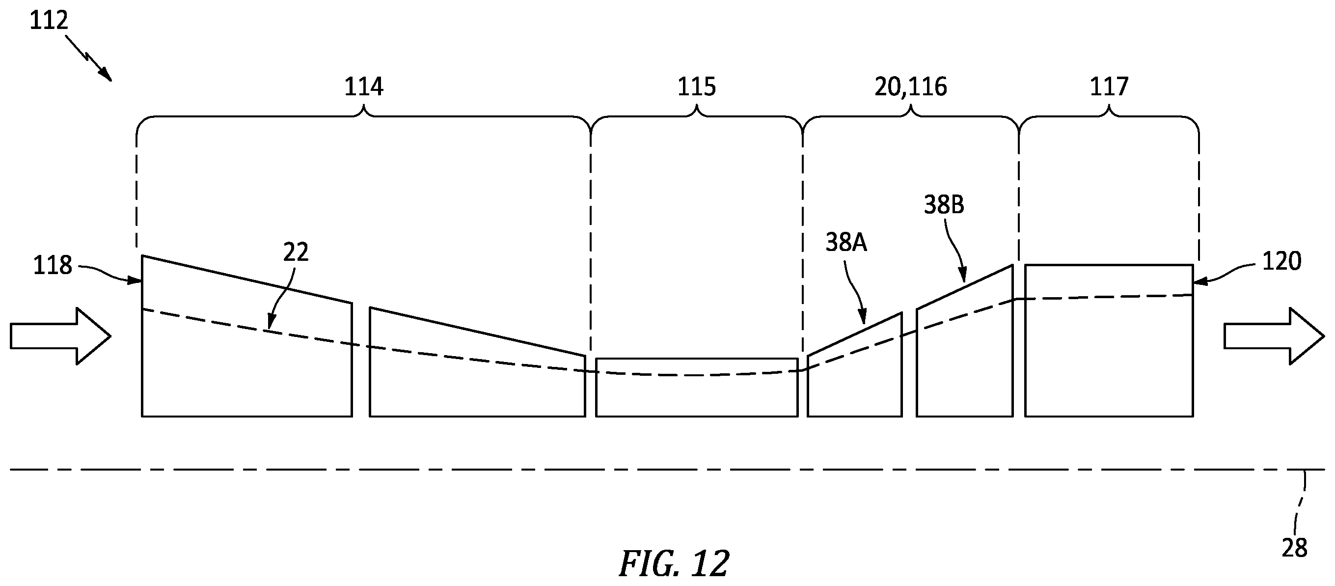 Patent US11814989 Figure 8 – Vane array structure for a hot section of a gas turbine engine