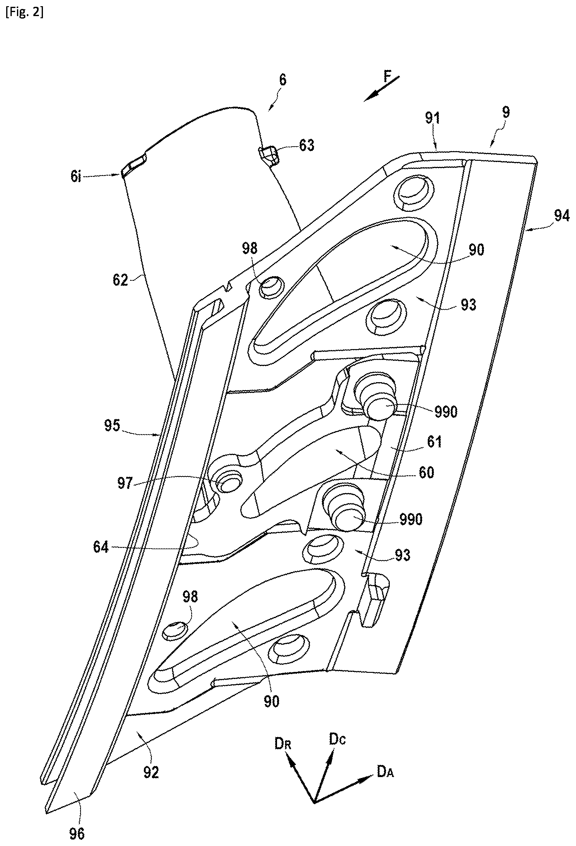 Patent US11814990 Figure 2 – Turbomachine turbine having a CMC nozzle with load spreading