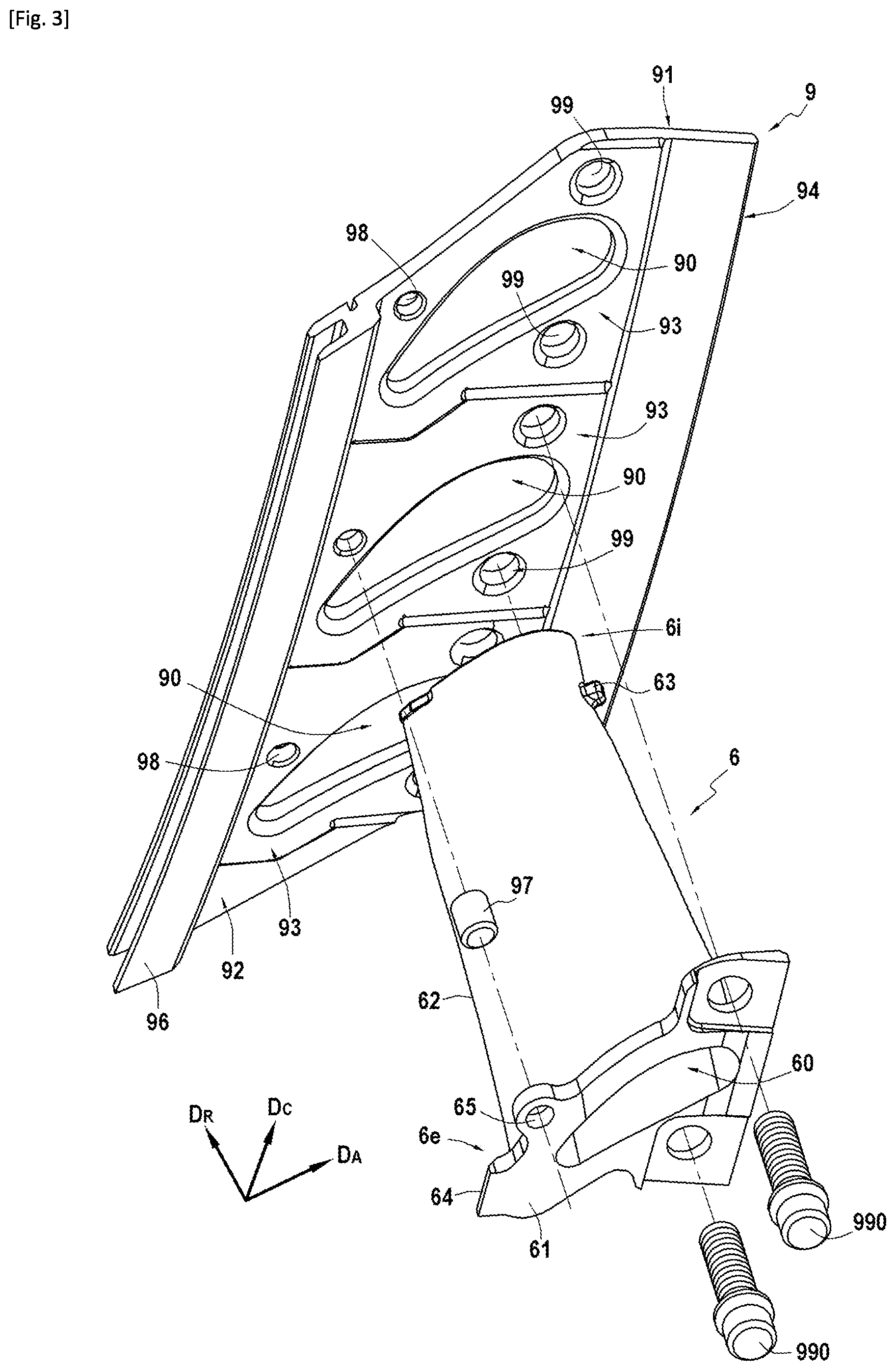 Patent US11814990 Figure 3 – Turbomachine turbine having a CMC nozzle with load spreading