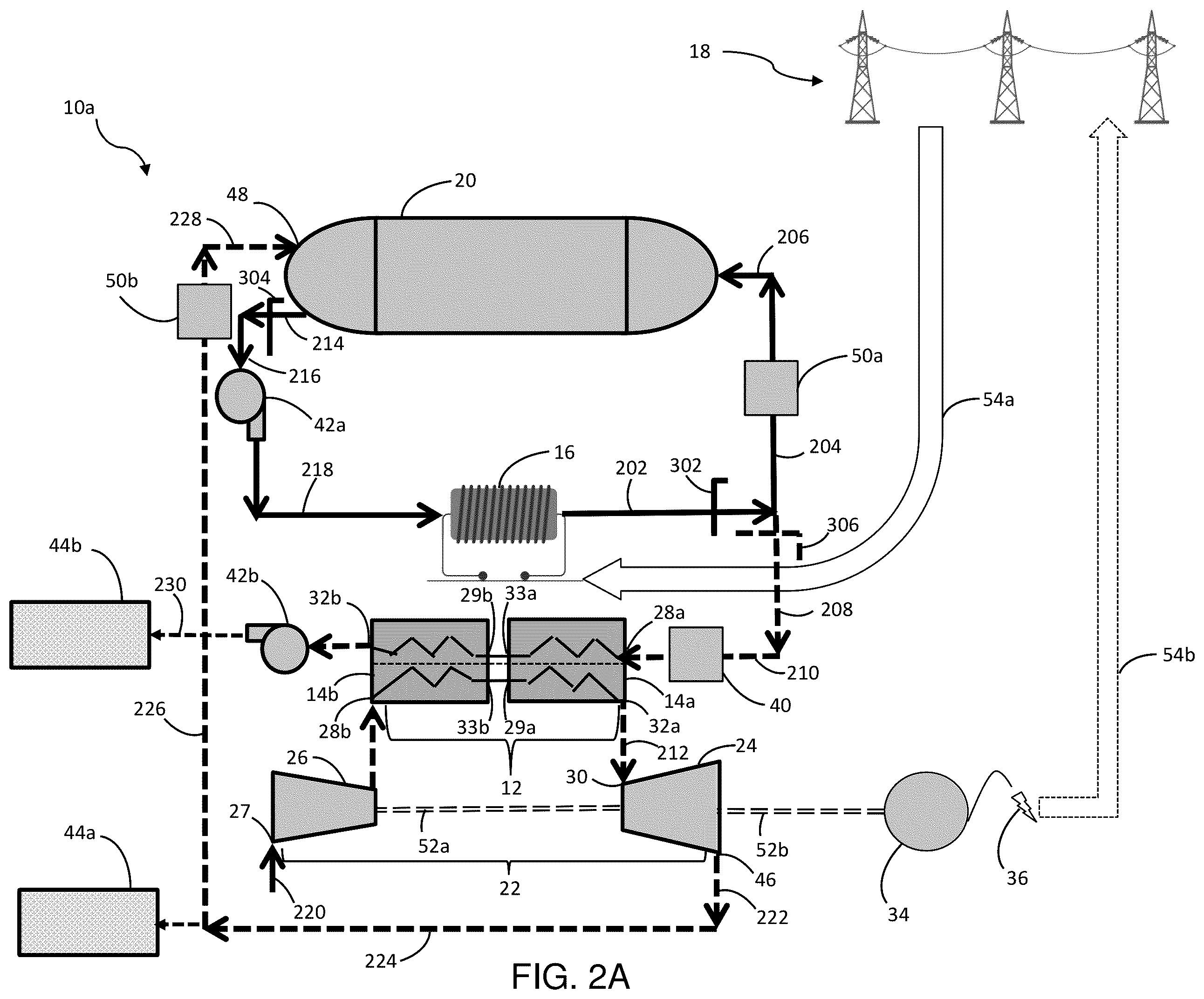 Patent US11815016 Figure 2 – Thermal storage and power generation systems and methods for electrical power source management