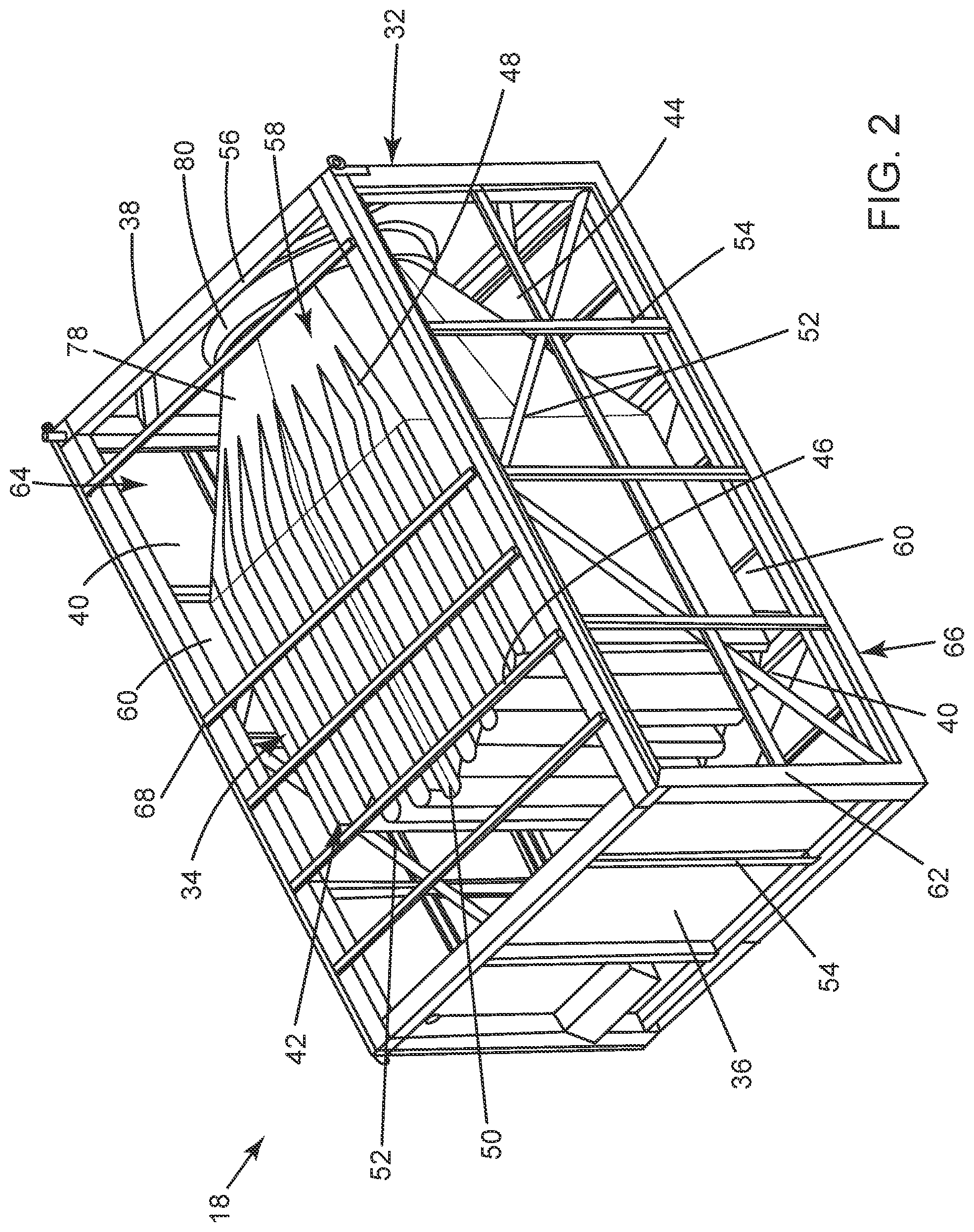 Patent US11815018 Figure 2 – Box-shaped air intake silencer with vertical baffles for gas turbine system