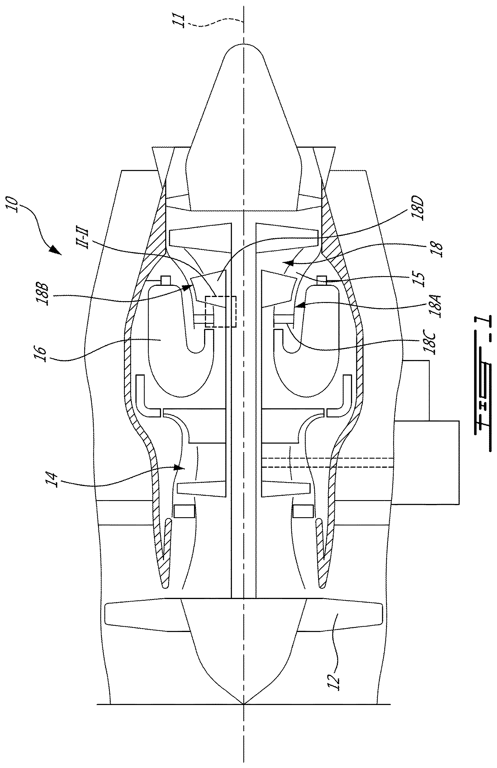 Patent US11815020 — Tangential on-board injector (TOBI) assembly — Figure 1