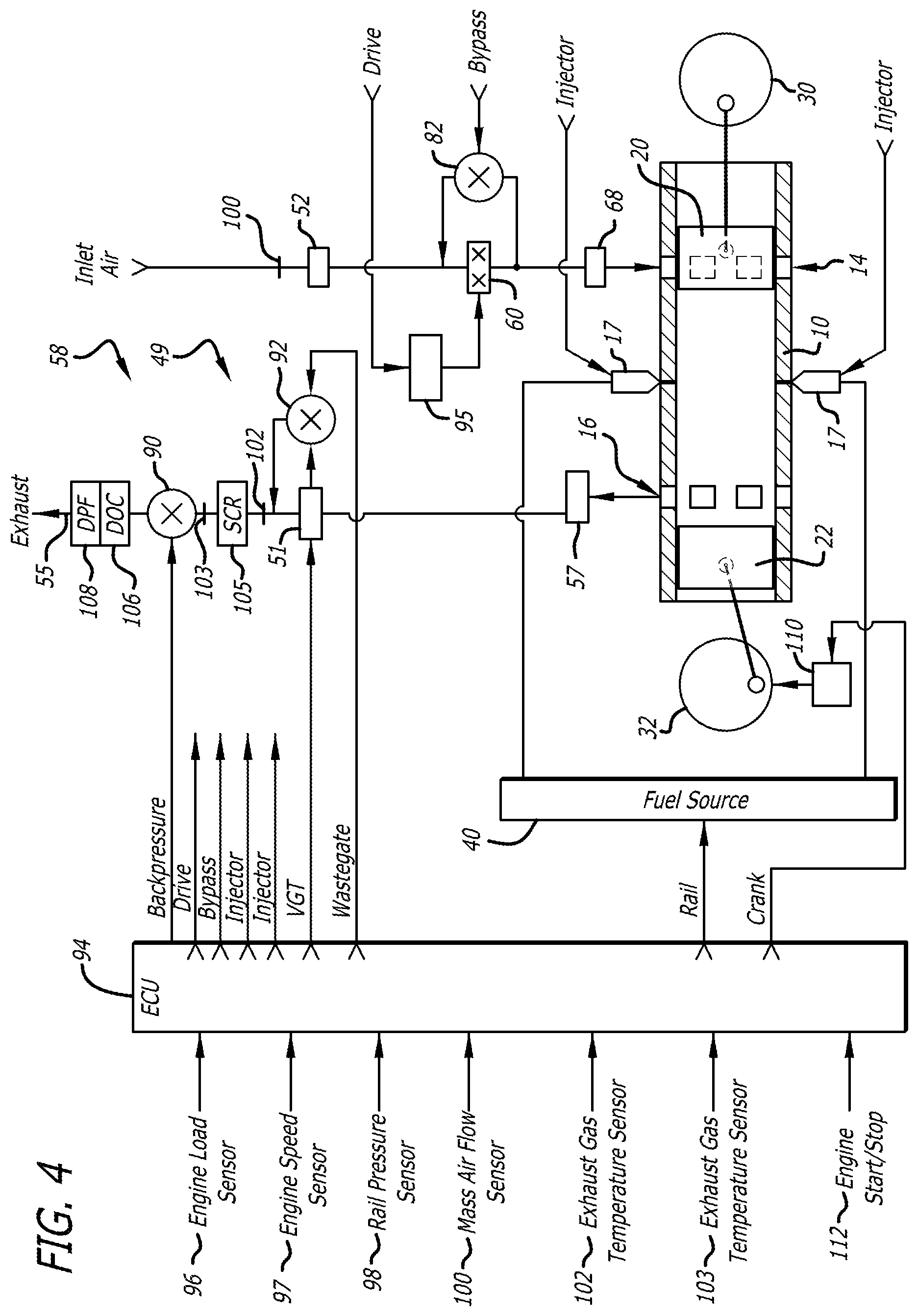 Patent US11815042 Figure 4 – Exhaust catalyst light-off in an opposed-piston engine