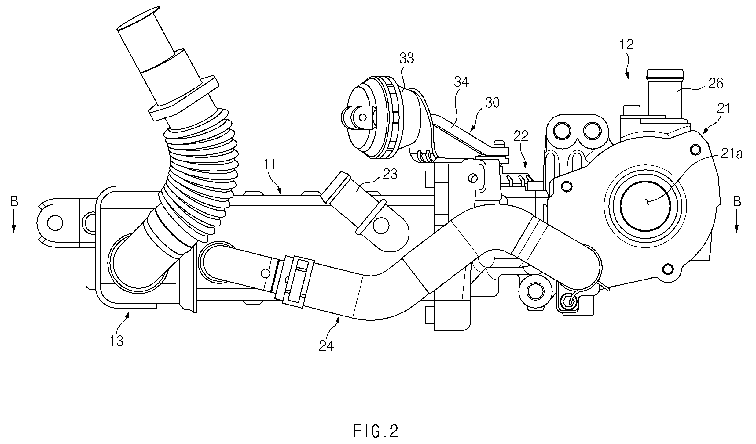 Patent US11815052 Figure 2 – EGR cooler