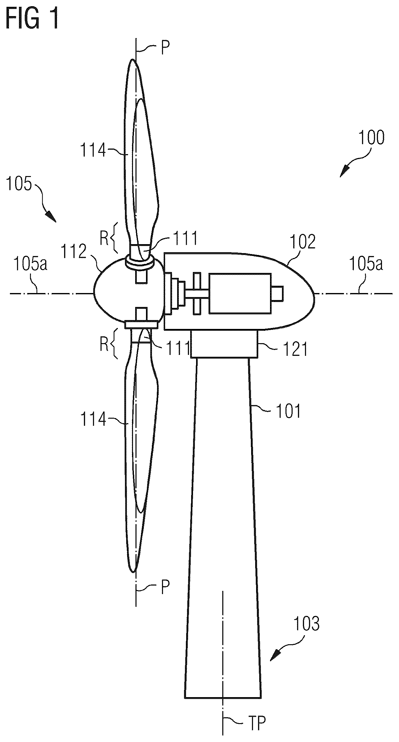 Patent US11815065 Figure 1 – Method and system for detecting a wind gust that affects a wind turbine