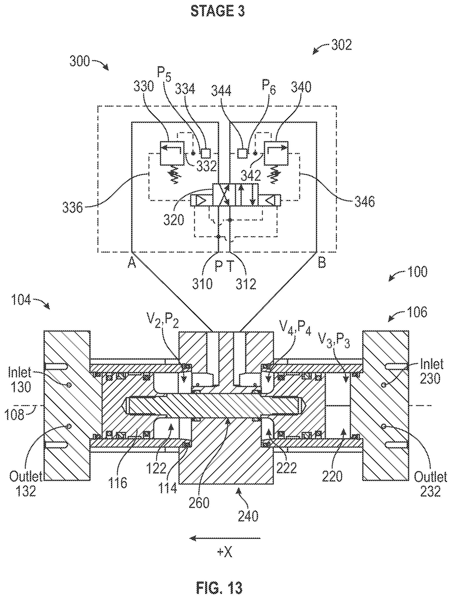 Patent US11815078 Figure 9 – Reciprocating piston pump comprising a housing defining a first chamber and a second chamber cooperating with a first piston and a second piston to define a third chamber and a fourth chamber