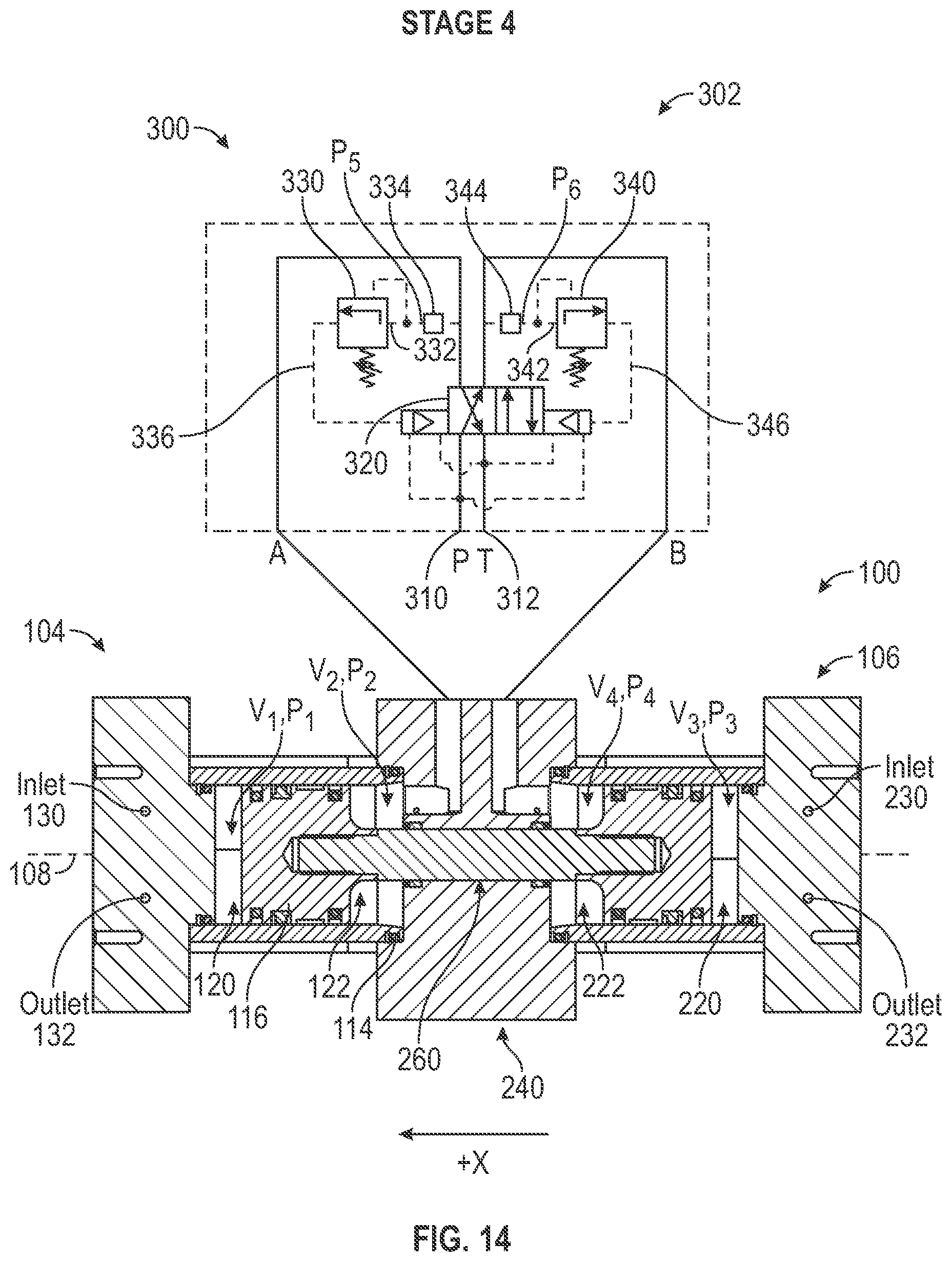 Patent US11815078 Figure 10 – Reciprocating piston pump comprising a housing defining a first chamber and a second chamber cooperating with a first piston and a second piston to define a third chamber and a fourth chamber
