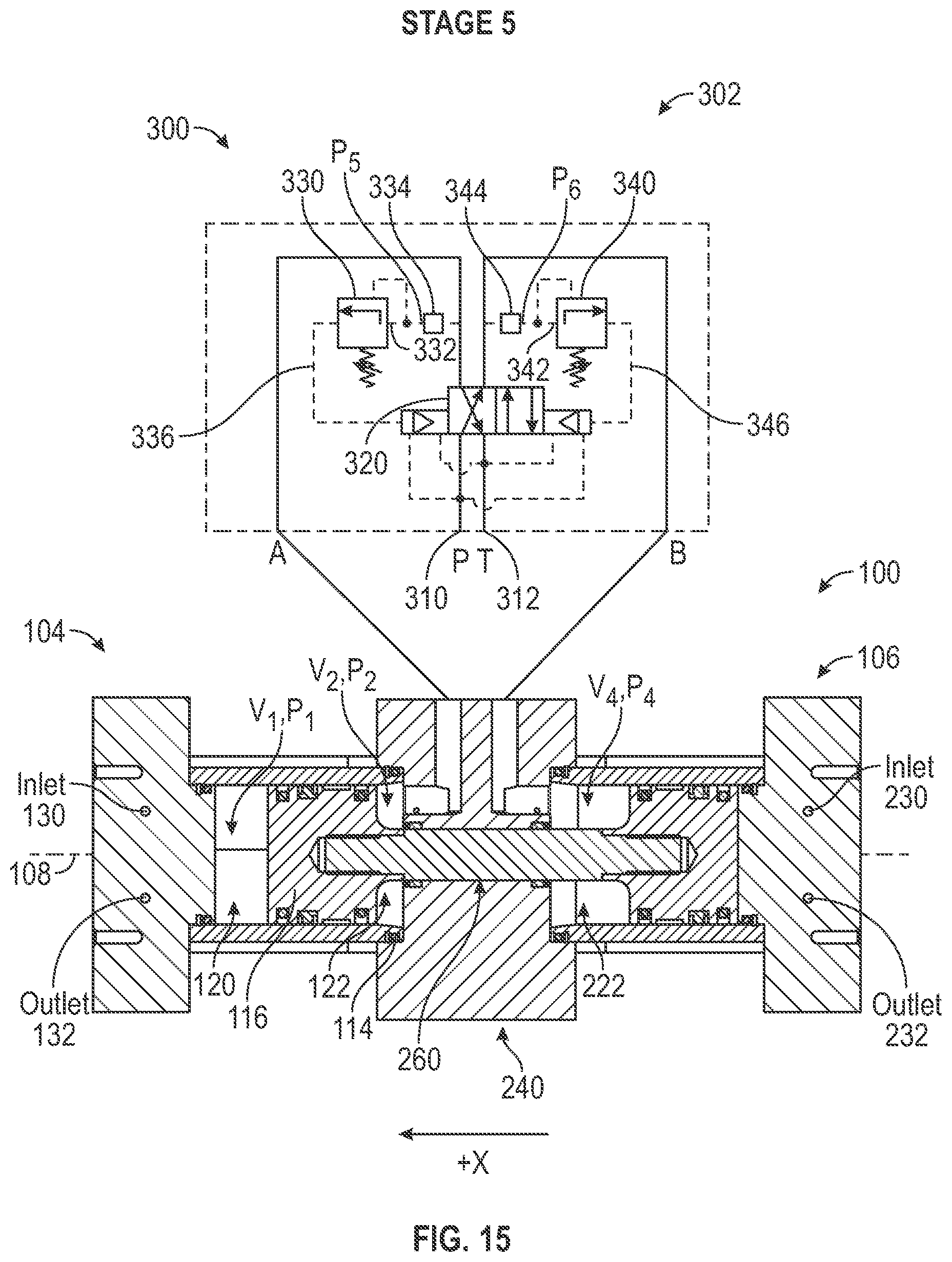 Patent US11815078 Figure 11 – Reciprocating piston pump comprising a housing defining a first chamber and a second chamber cooperating with a first piston and a second piston to define a third chamber and a fourth chamber
