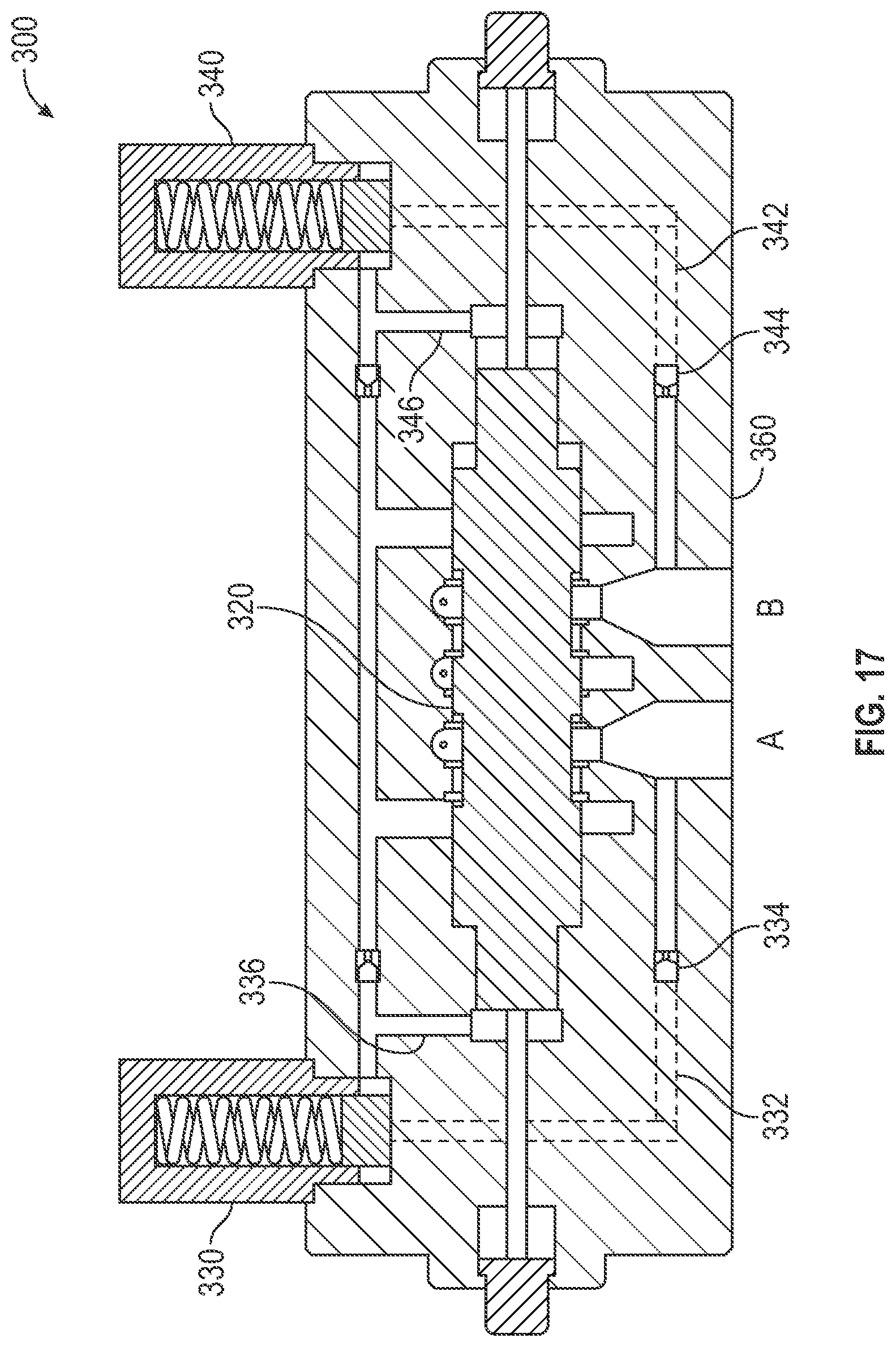 Patent US11815078 Figure 13 – Reciprocating piston pump comprising a housing defining a first chamber and a second chamber cooperating with a first piston and a second piston to define a third chamber and a fourth chamber
