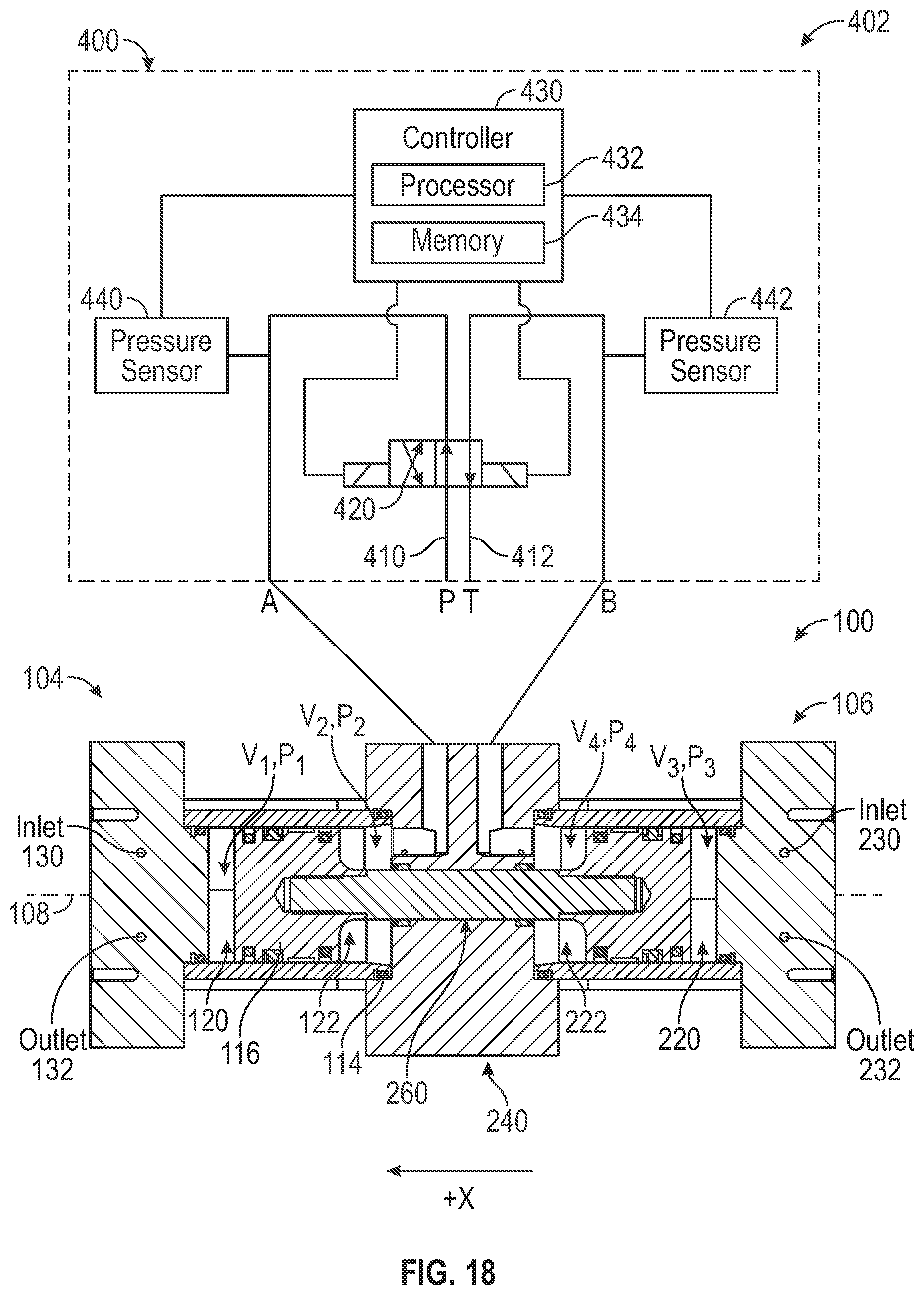 Patent US11815078 Figure 14 – Reciprocating piston pump comprising a housing defining a first chamber and a second chamber cooperating with a first piston and a second piston to define a third chamber and a fourth chamber