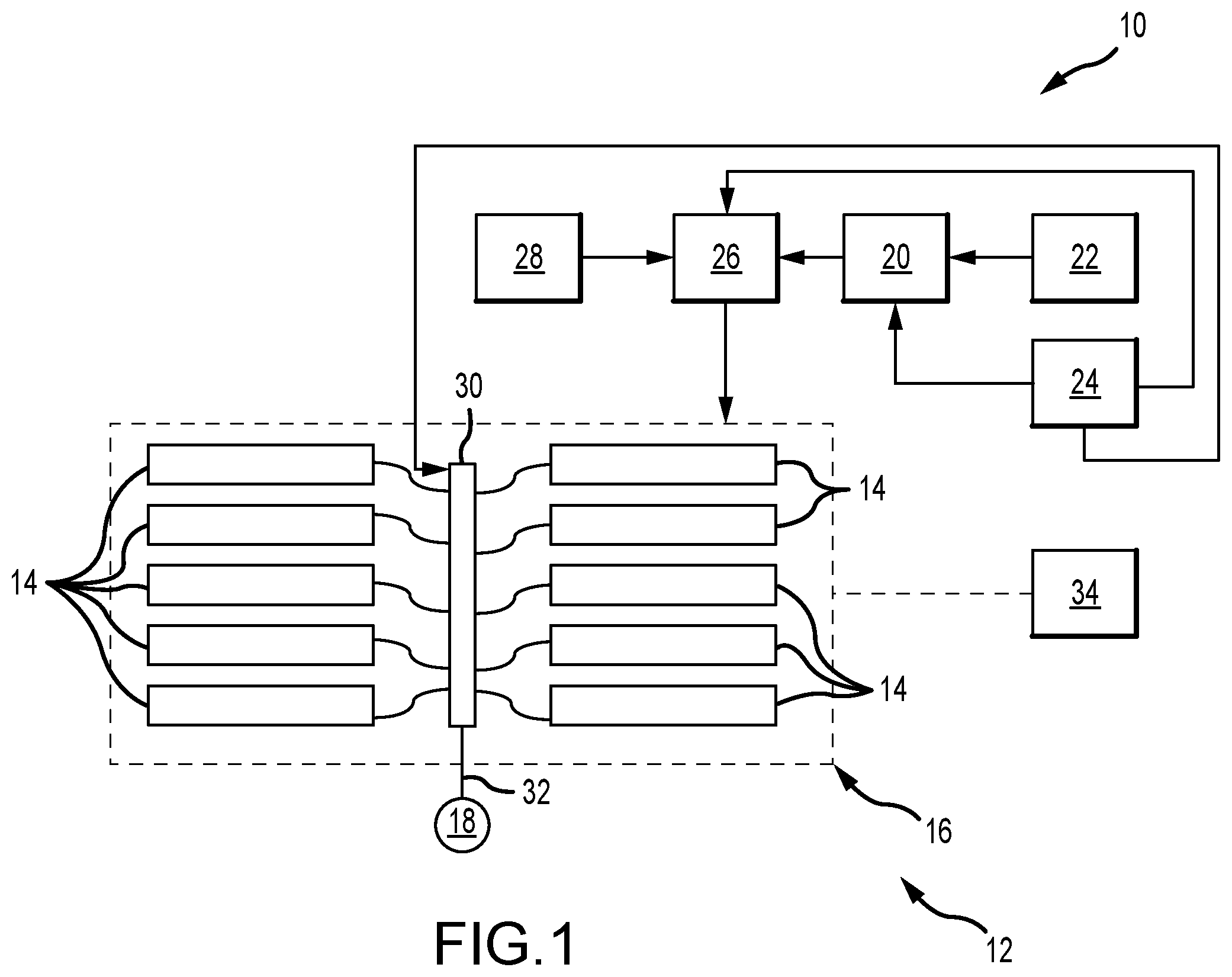 Patent US11815082 Figure 1 – Constant voltage power distribution system for use with an electric hydraulic fracturing system