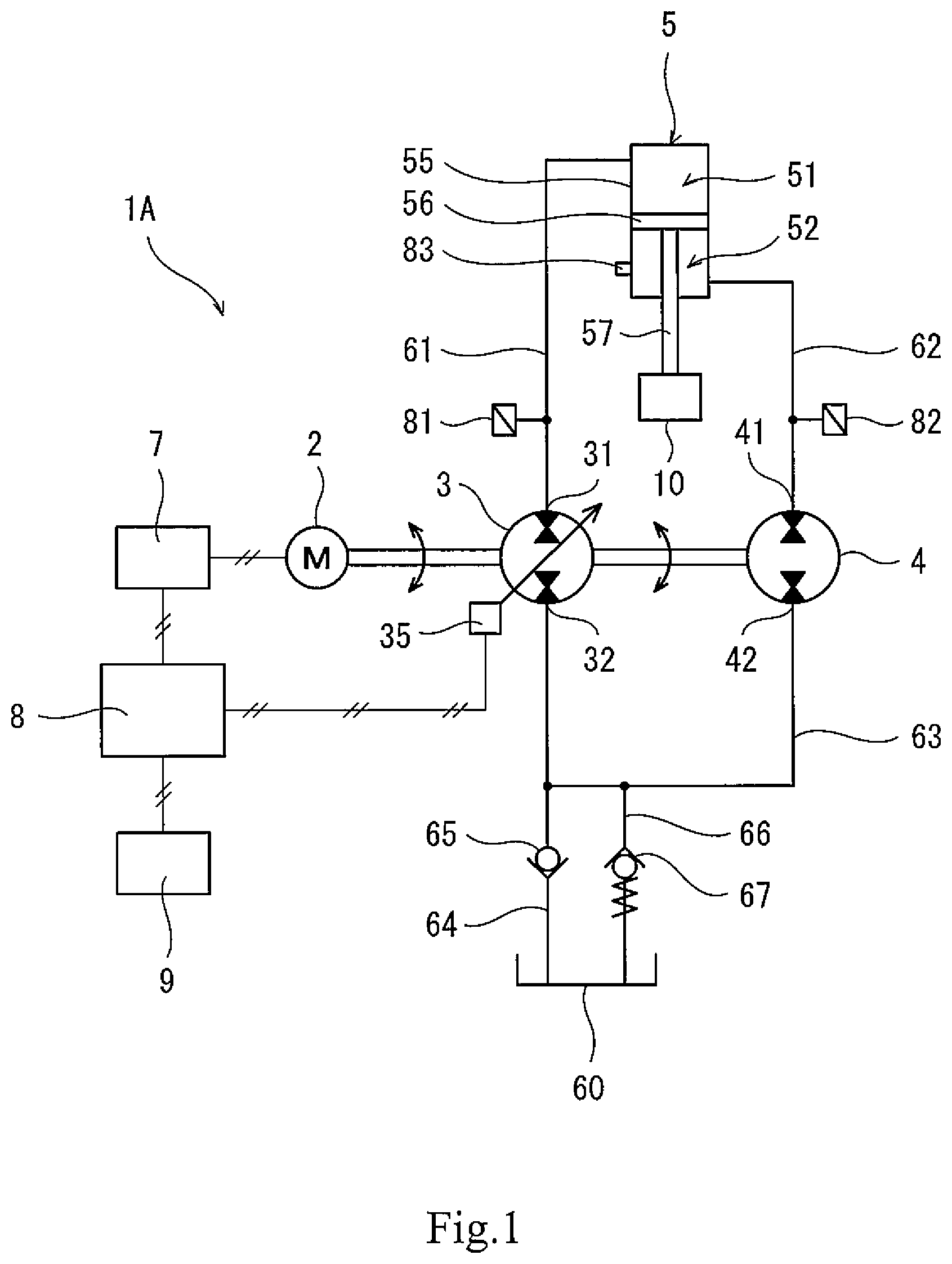 Patent US11815084 Figure 1 – Hydraulic system