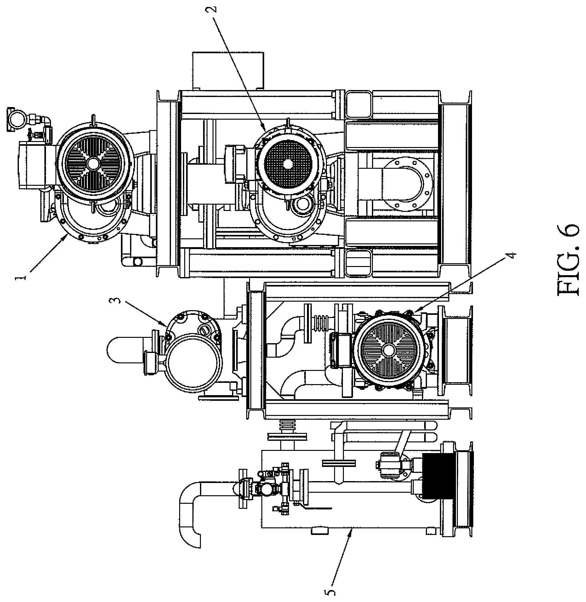 Patent US11815095 Figure 6 – Power saving vacuuming pump system based on complete-bearing-sealing and dry-large-pressure-difference root vacuuming root pumps