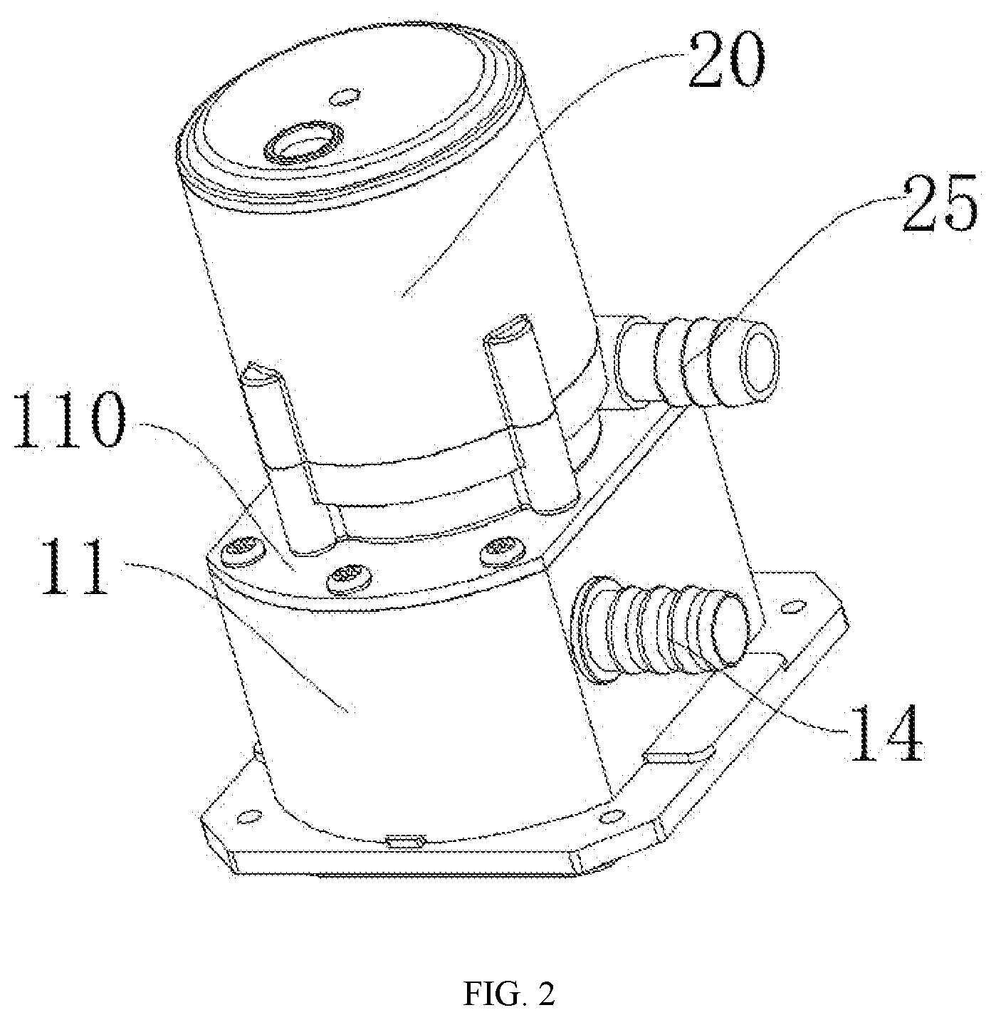 Patent US11815104 Figure 2 – Integrated water-cooling pump