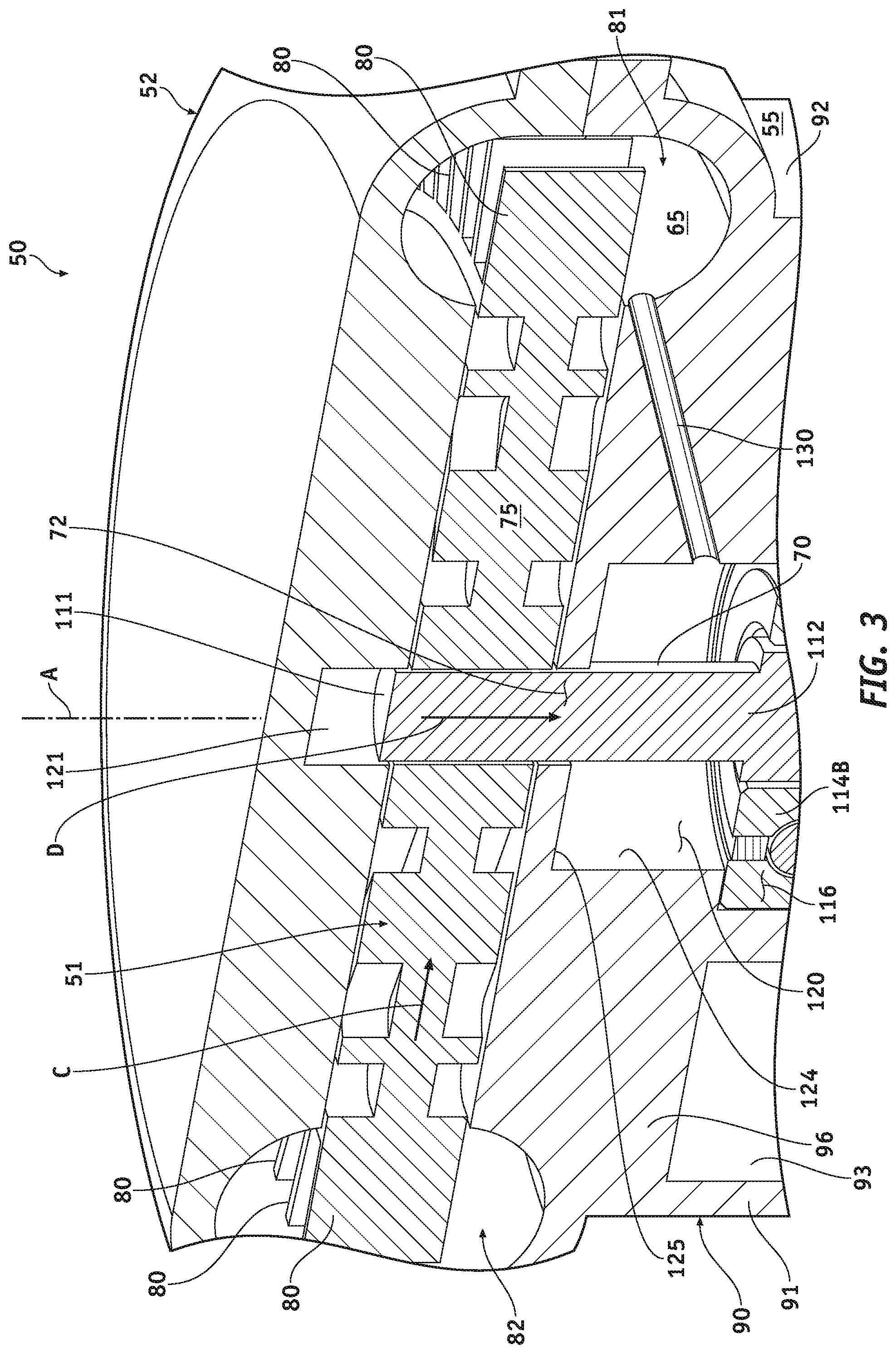 Patent US11815105 Figure 3 – Regenerative blowers-compressors with shaft bypass fluid re-vents