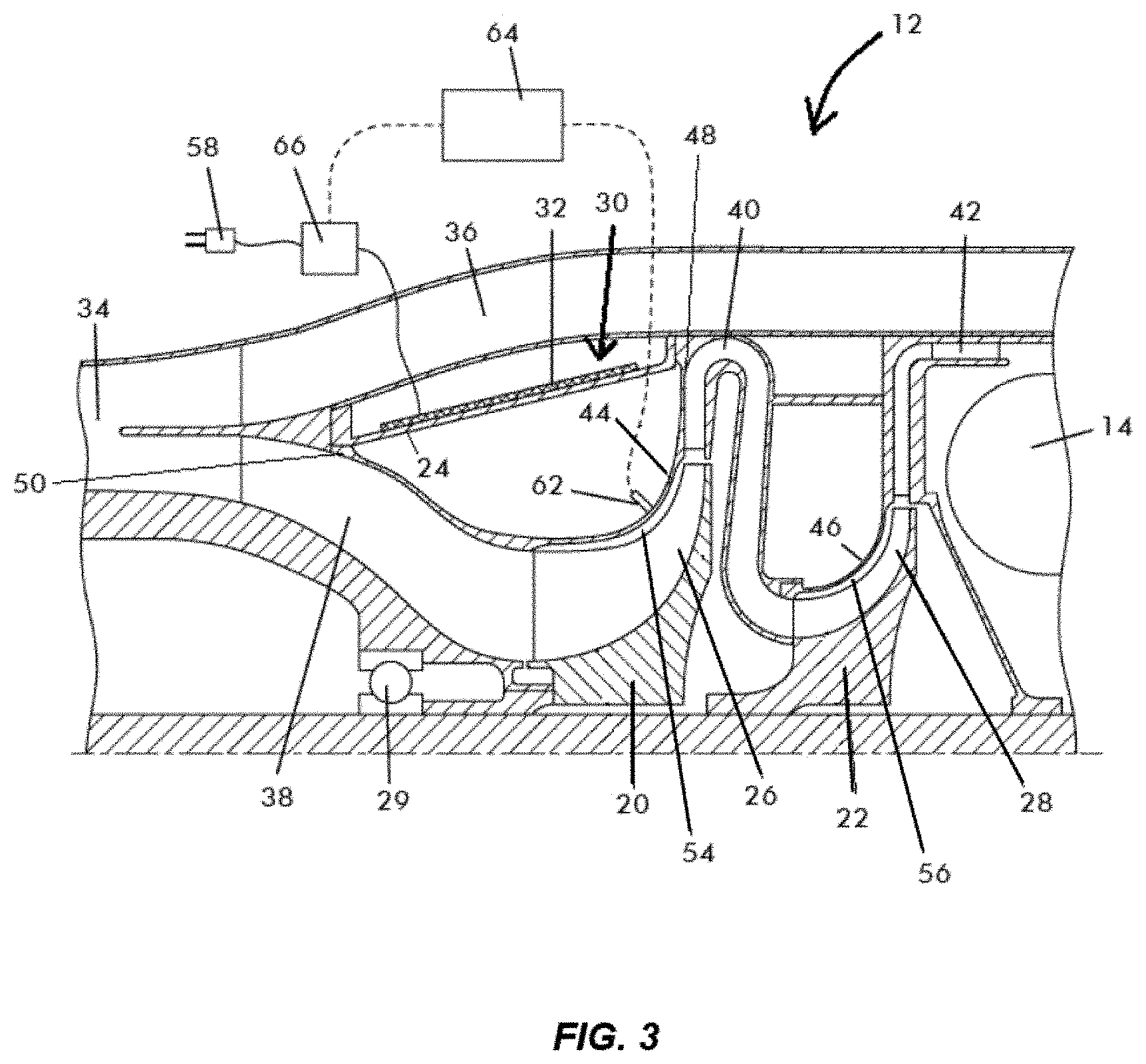 Patent US11815106 Figure 2 – Gas turbine engine with active clearance control