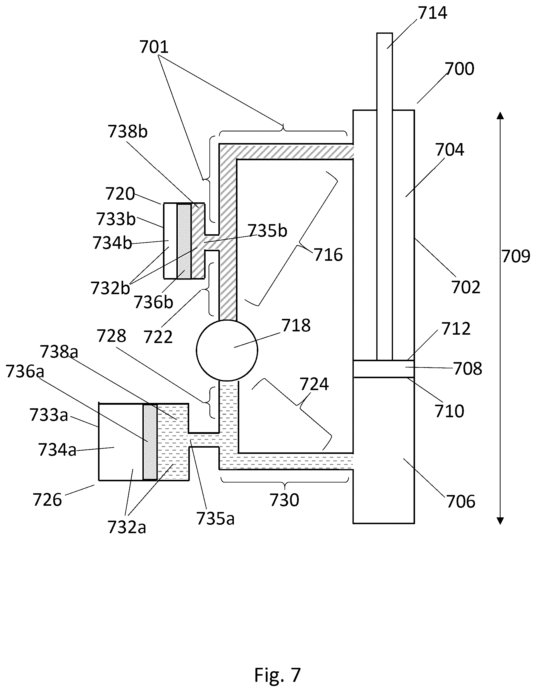 Patent US11815110 Figure 7 – Systems and methods for managing noise in compact high speed and high force hydraulic actuators