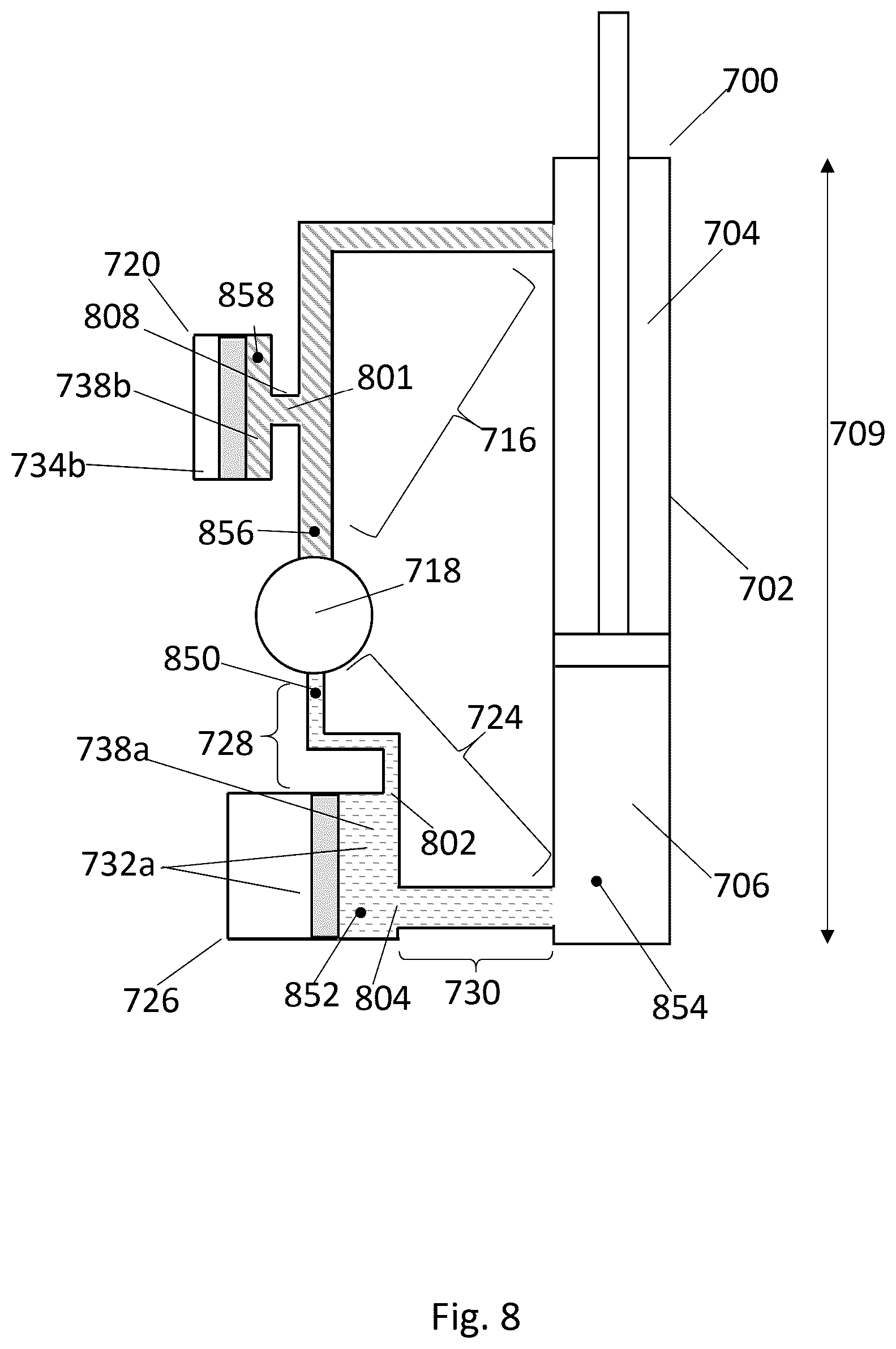Patent US11815110 Figure 8 – Systems and methods for managing noise in compact high speed and high force hydraulic actuators