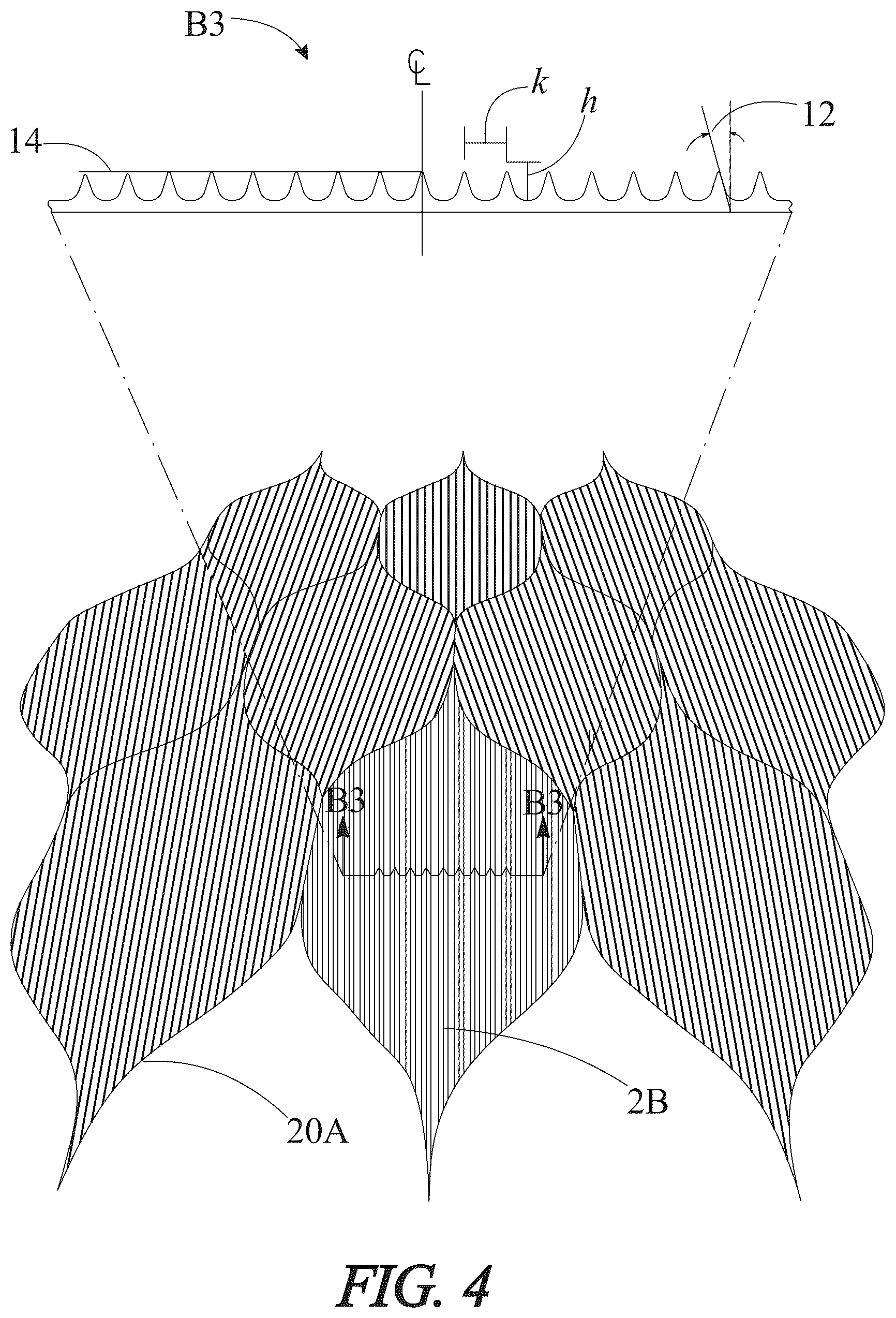 Patent US11815111 Figure 5 – Multi-functional microstructured surface development three dimensional form solutions in individual tile and multiple tile array configurations