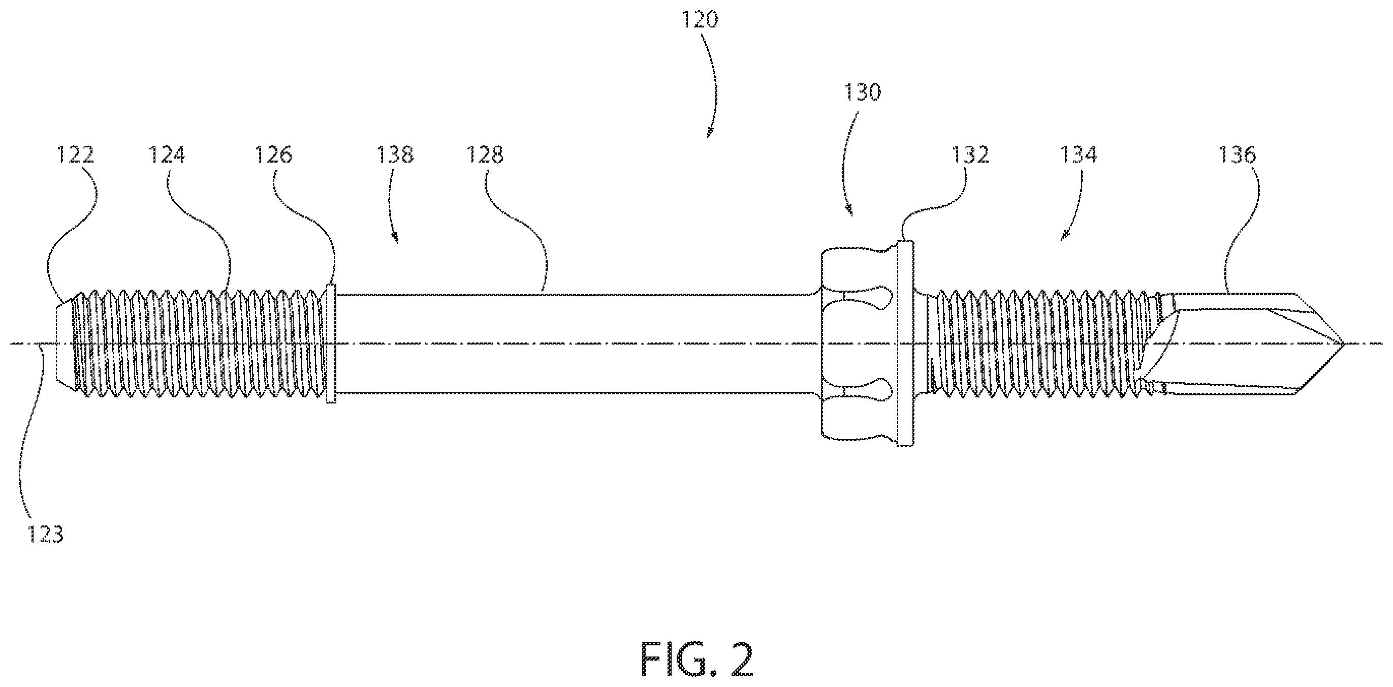Patent US11815123 Figure 2 – Double threaded standoff fastener