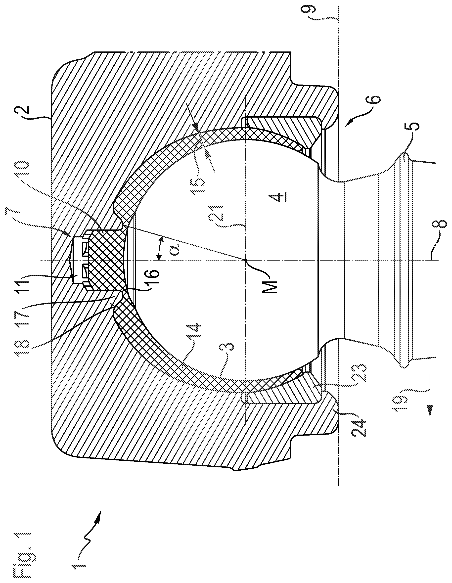 Patent US11815128 Figure 1 – Ball joint