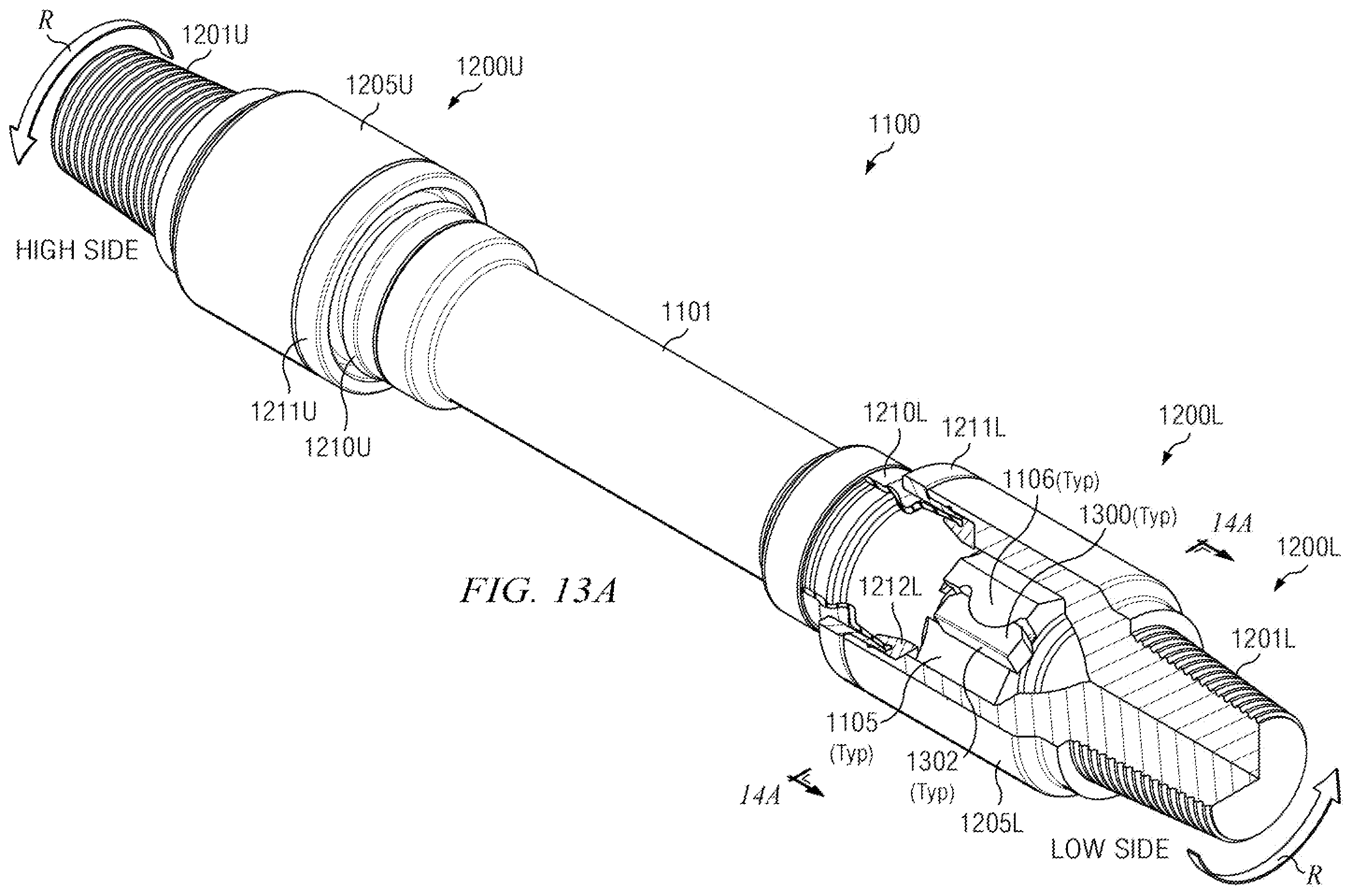 Patent US11815139 Figure 9 – PDM transmission with sliding contact between convex shaft pins and concave bearings surfaces