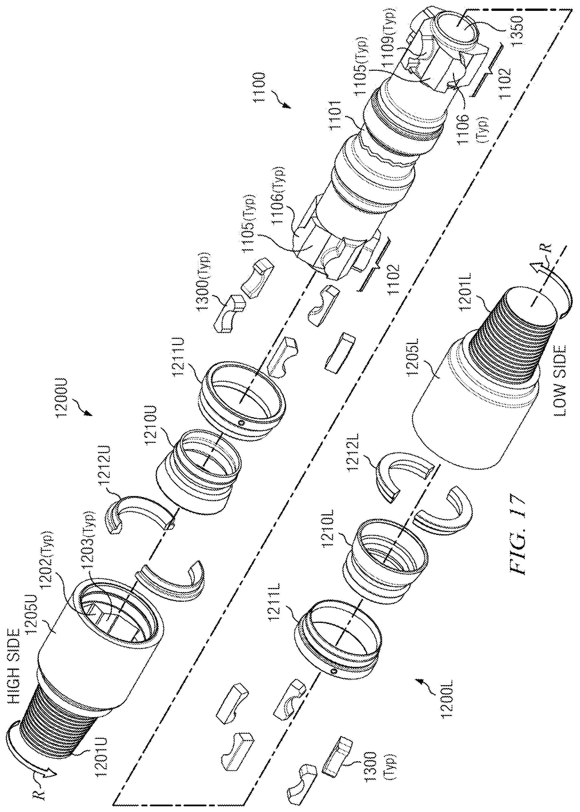 Patent US11815139 Figure 15 – PDM transmission with sliding contact between convex shaft pins and concave bearings surfaces