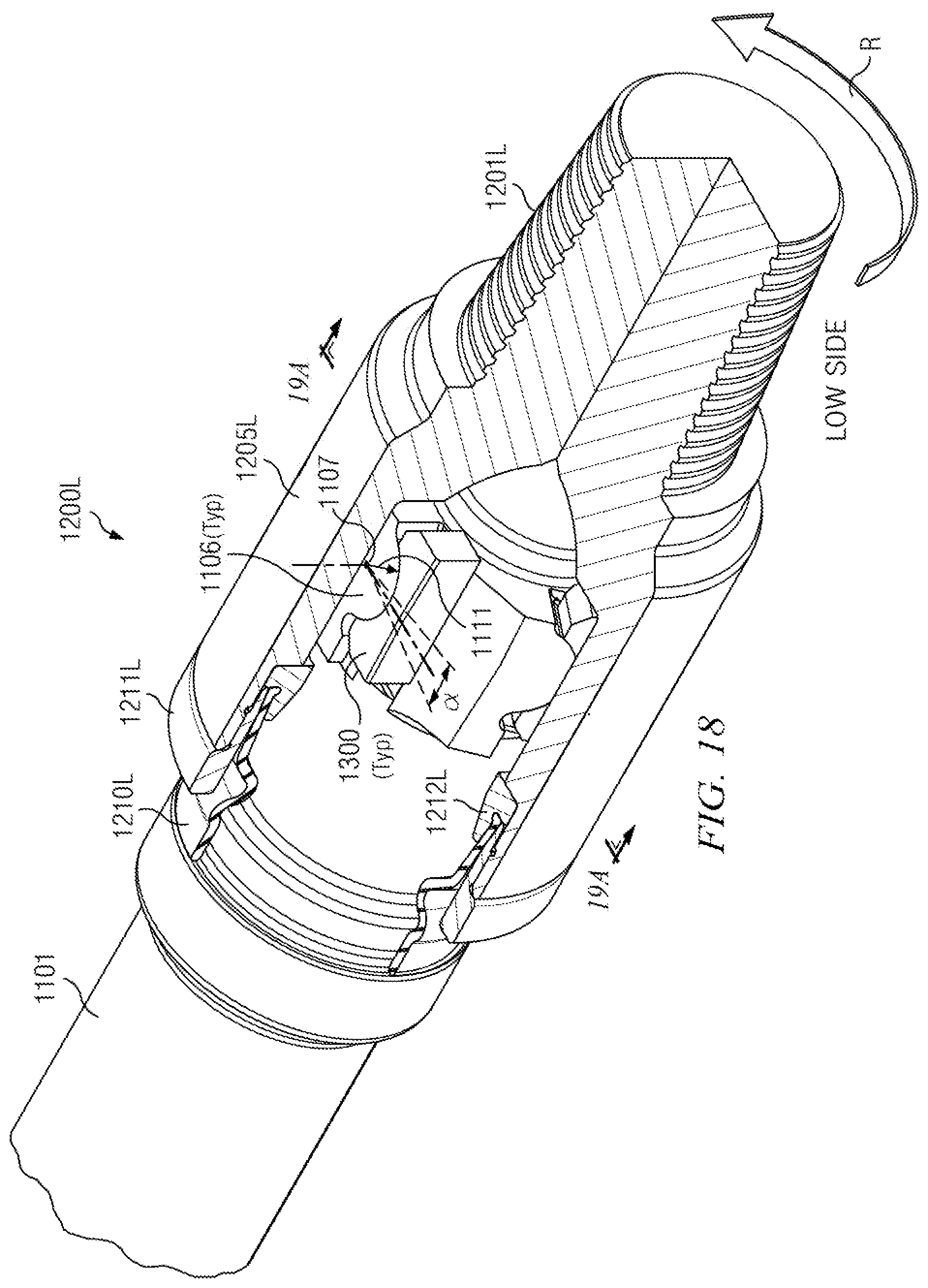 Patent US11815139 Figure 16 – PDM transmission with sliding contact between convex shaft pins and concave bearings surfaces