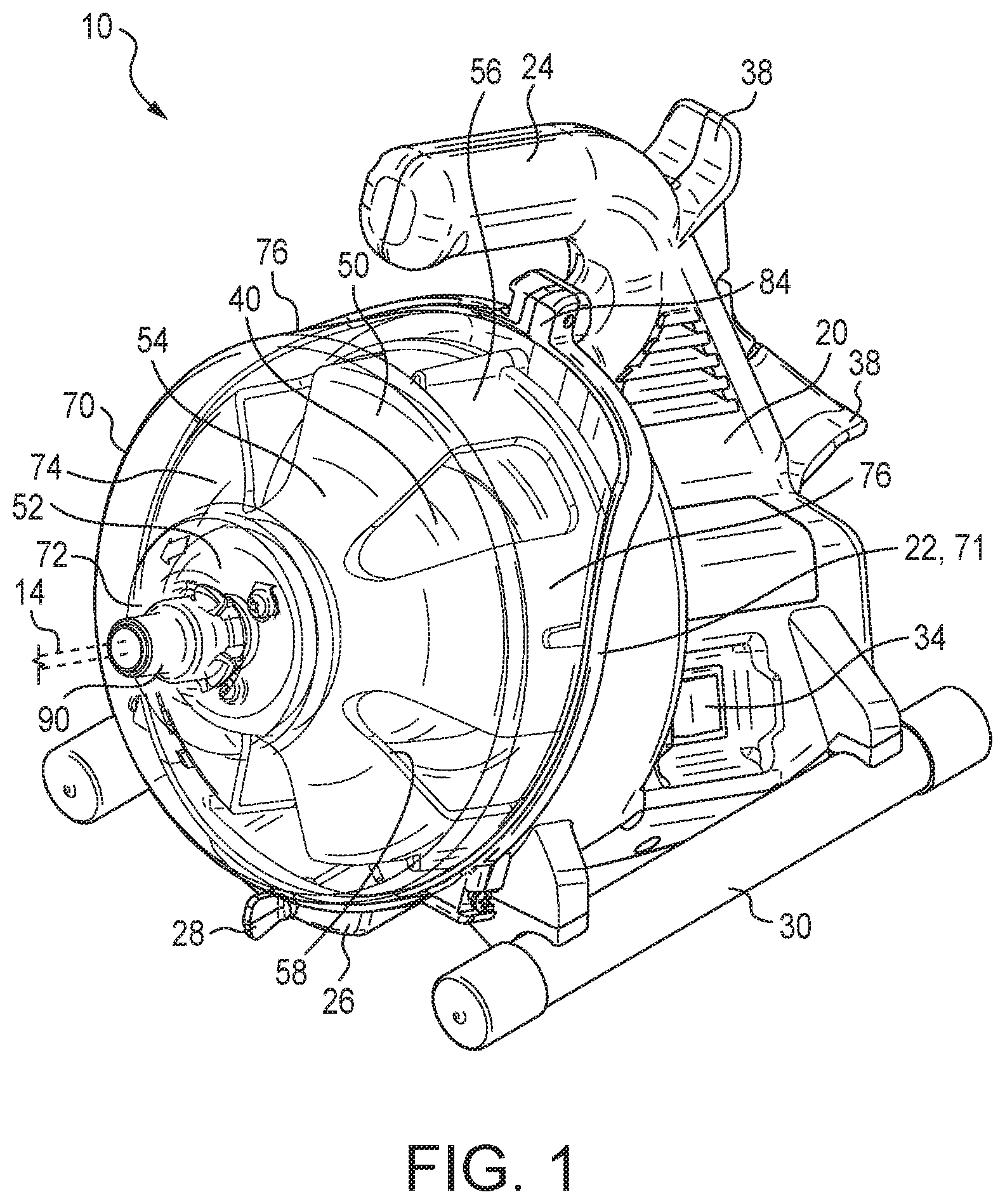 Patent US11815152 Figure 1 – Motor dampener and drive train for plumbing tools