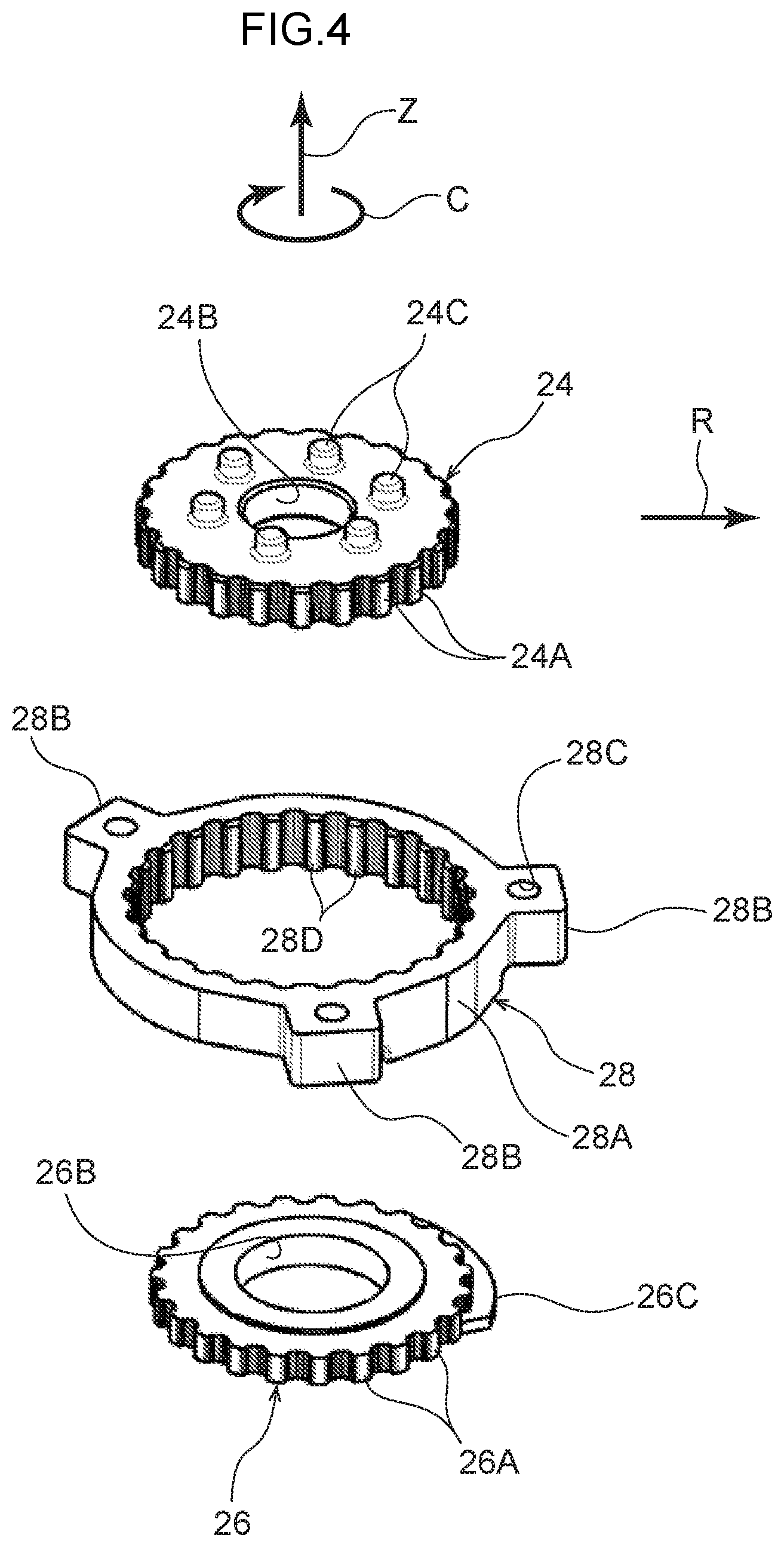 Patent US11815161 Figure 4 – Speed reducer and motor with speed reducer
