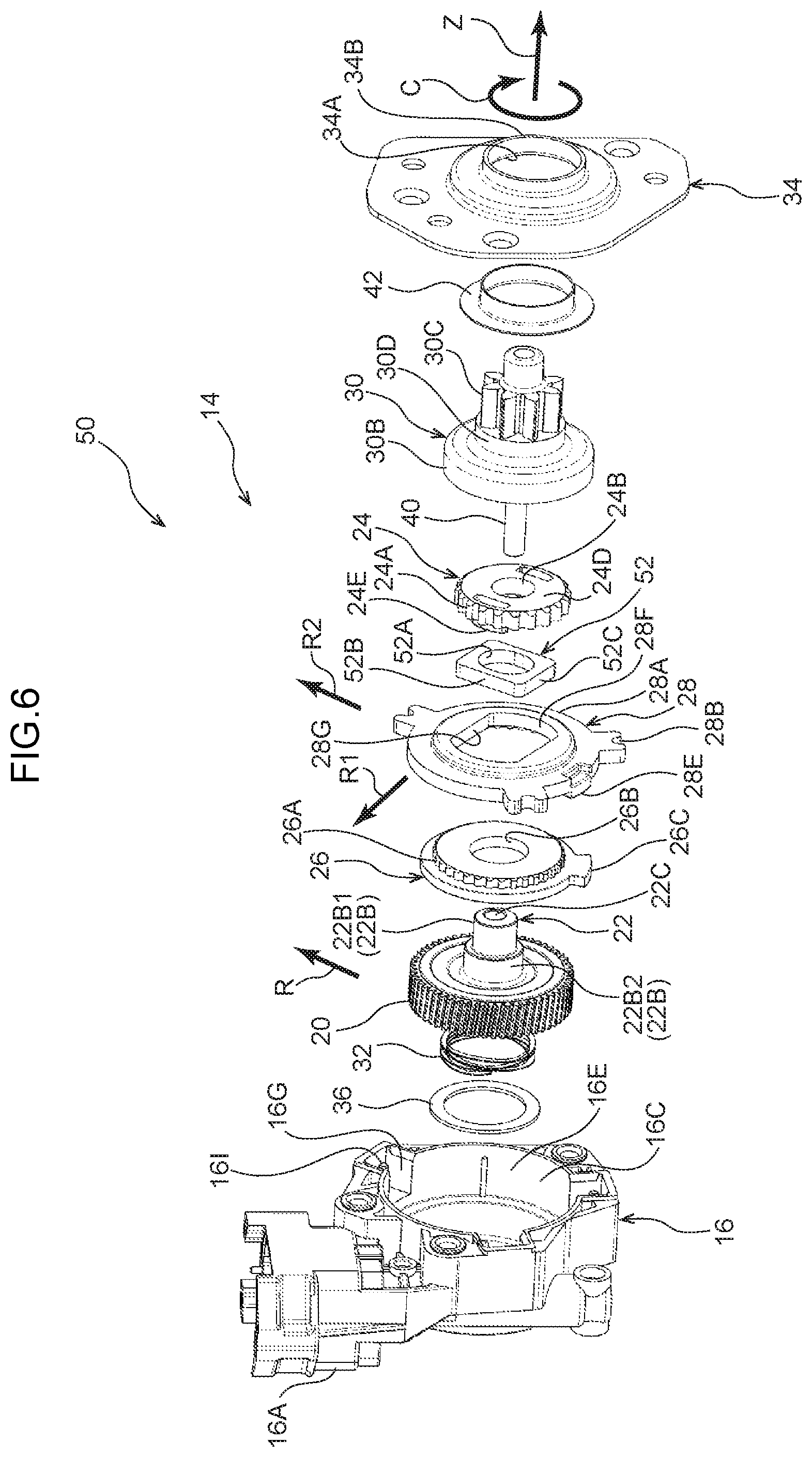 Patent US11815161 Figure 6 – Speed reducer and motor with speed reducer
