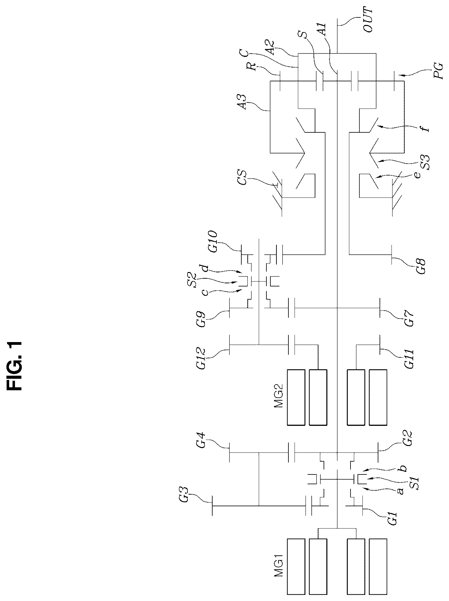 Patent US11815165 Figure 1 – Powertrain for electric vehicle