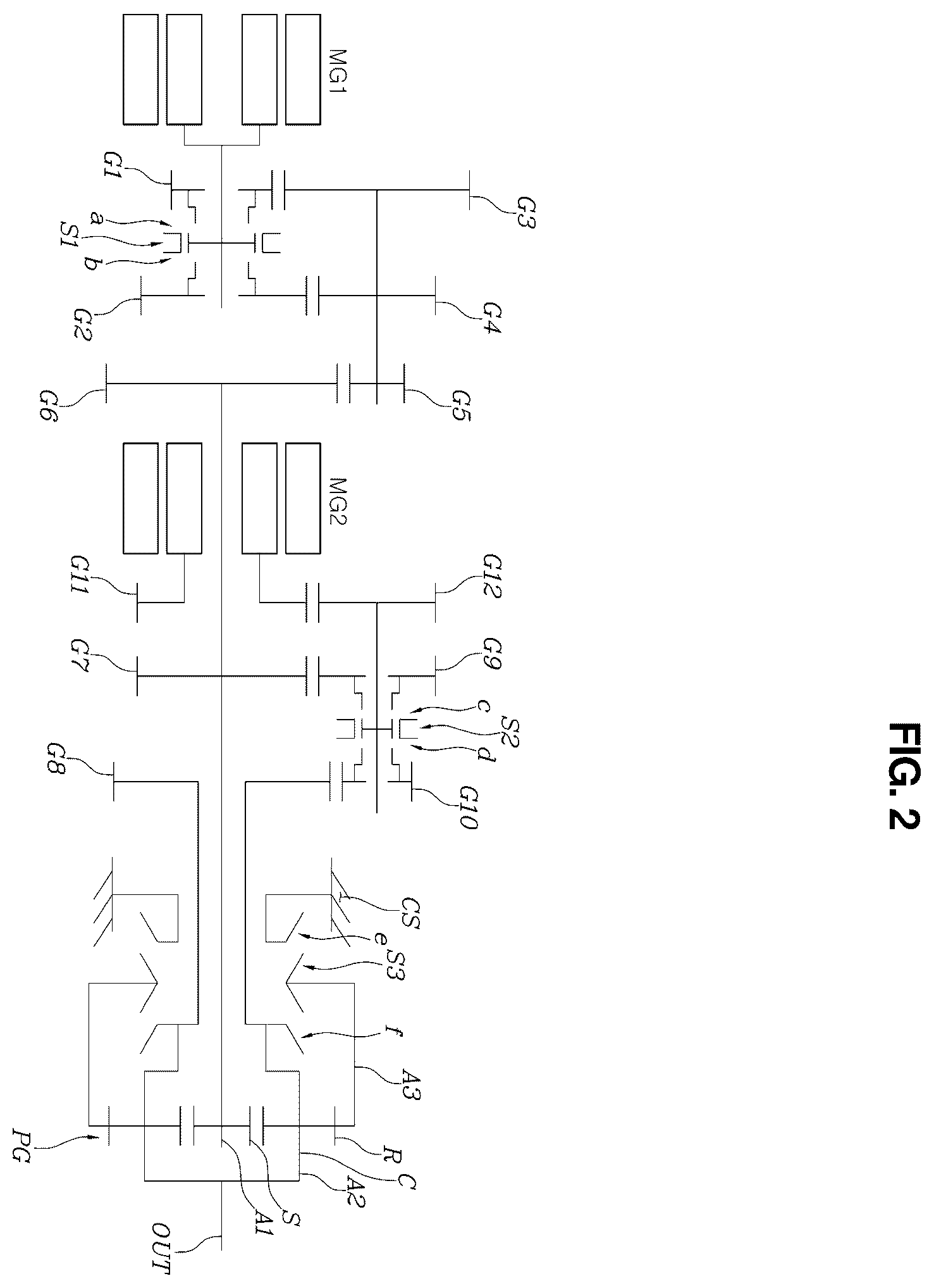 Patent US11815165 Figure 2 – Powertrain for electric vehicle