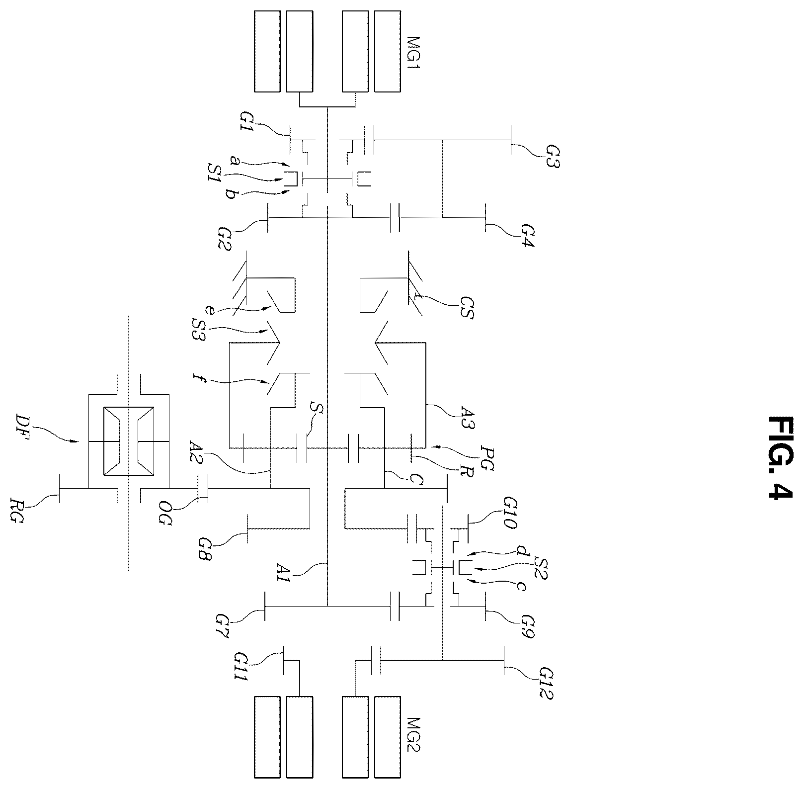 Patent US11815165 Figure 4 – Powertrain for electric vehicle